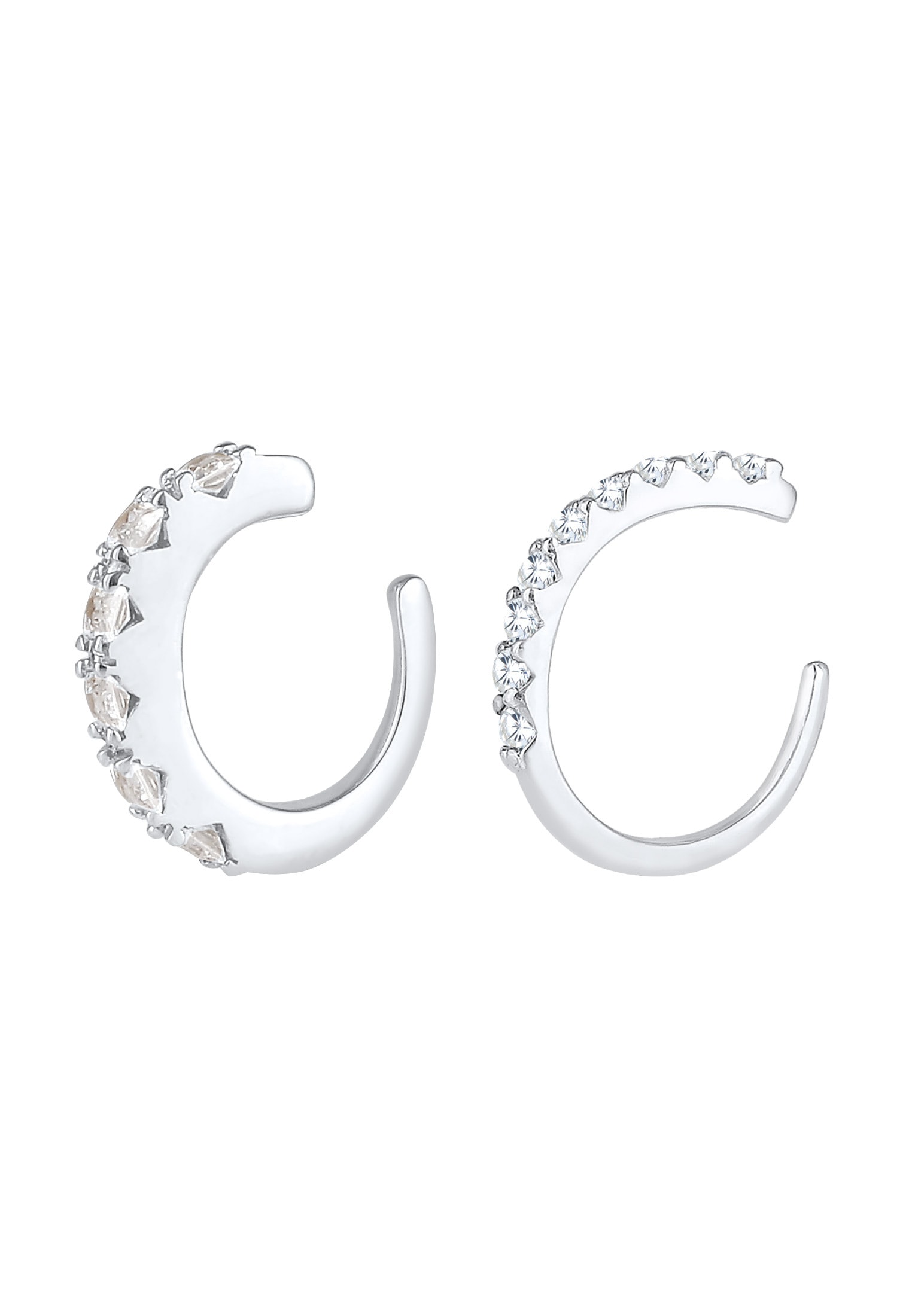 Elli Premium Paar Ohrklemmen »Ohrringe Single Earcuff Set Zirkonia (2 tlg) 925 Silber«