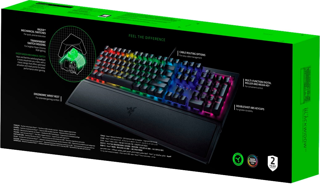 RAZER Gaming-Tastatur »BlackWidow V3 Green Switch«, (Fn-Tasten-Ziffernblock)