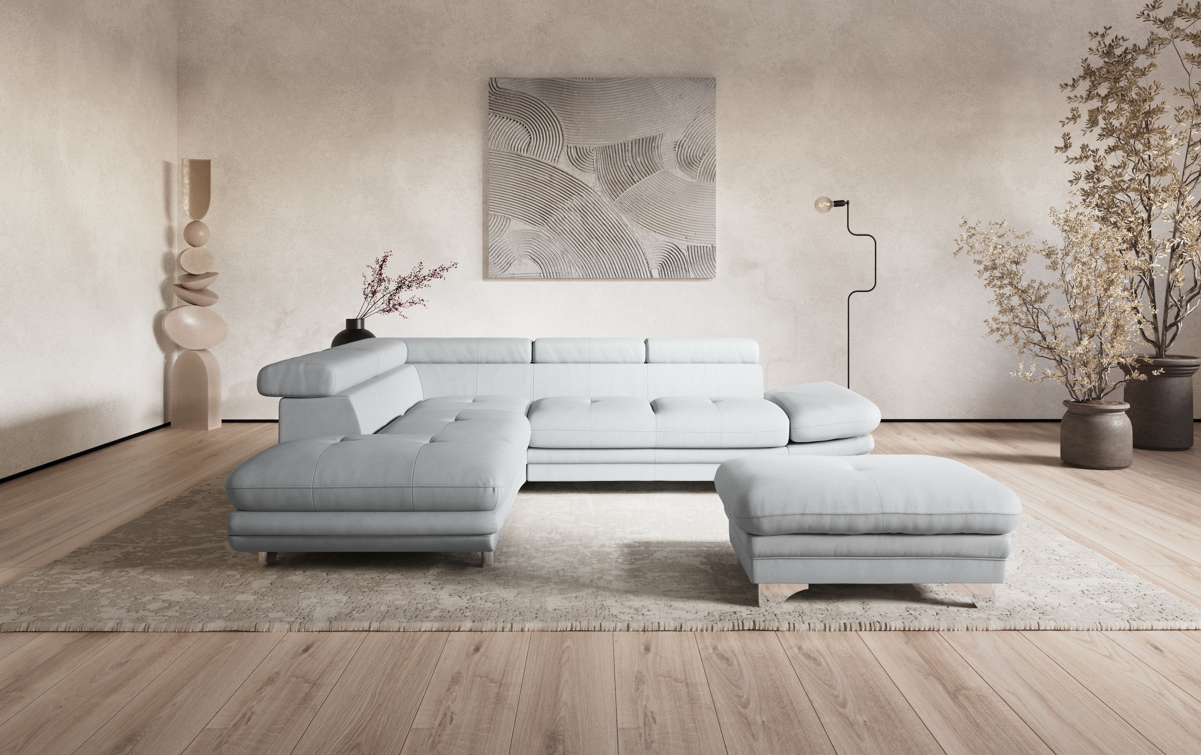 COTTA Ecksofa »Enterprise L-Form«, mit Arm- & Kopfteilverstellung, wahlweise mit Bettfunktion
