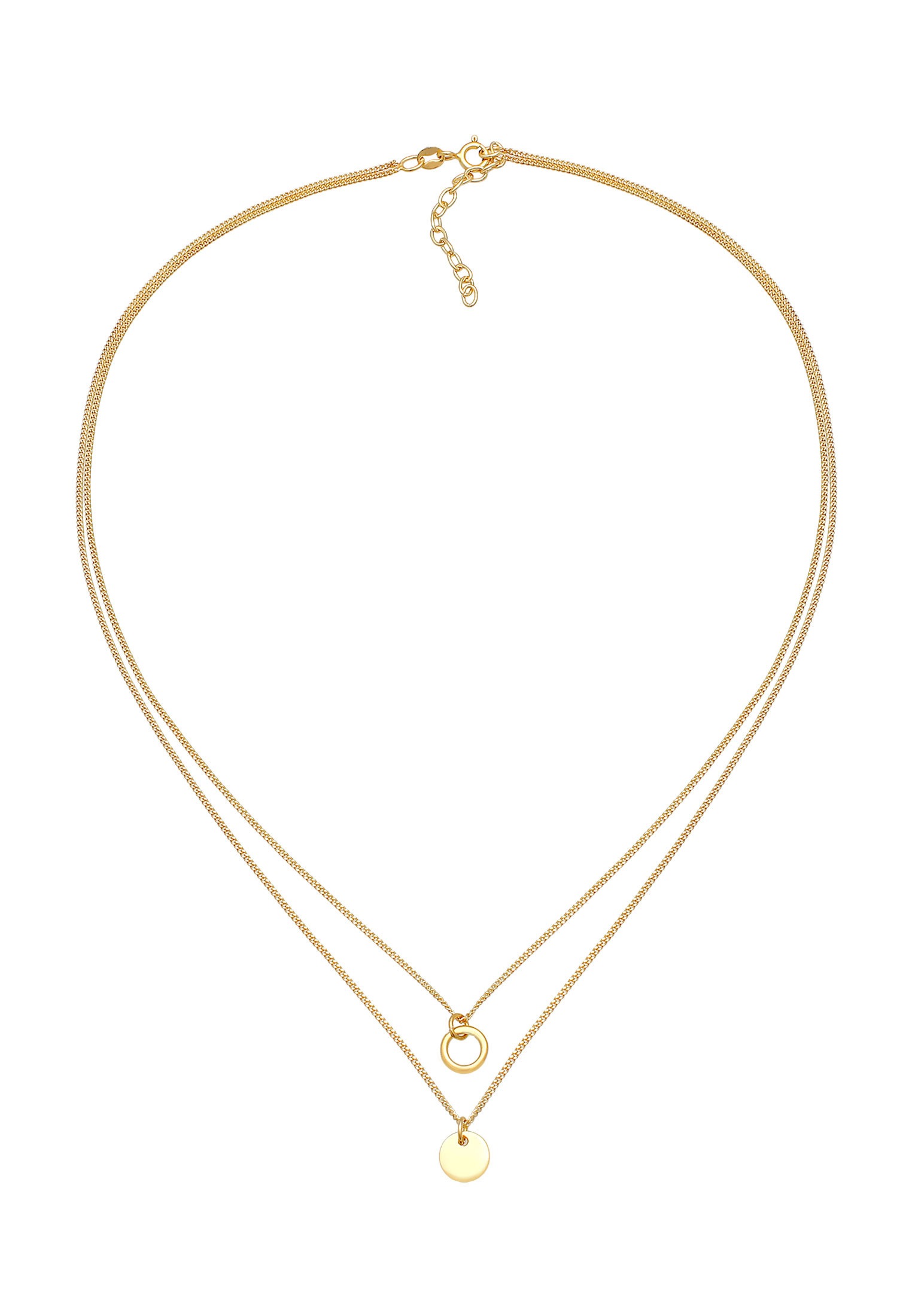 Elli Kette ohne Anhänger »Halskette Layering Kreise Plättchen Zweireihig 925 Silber«