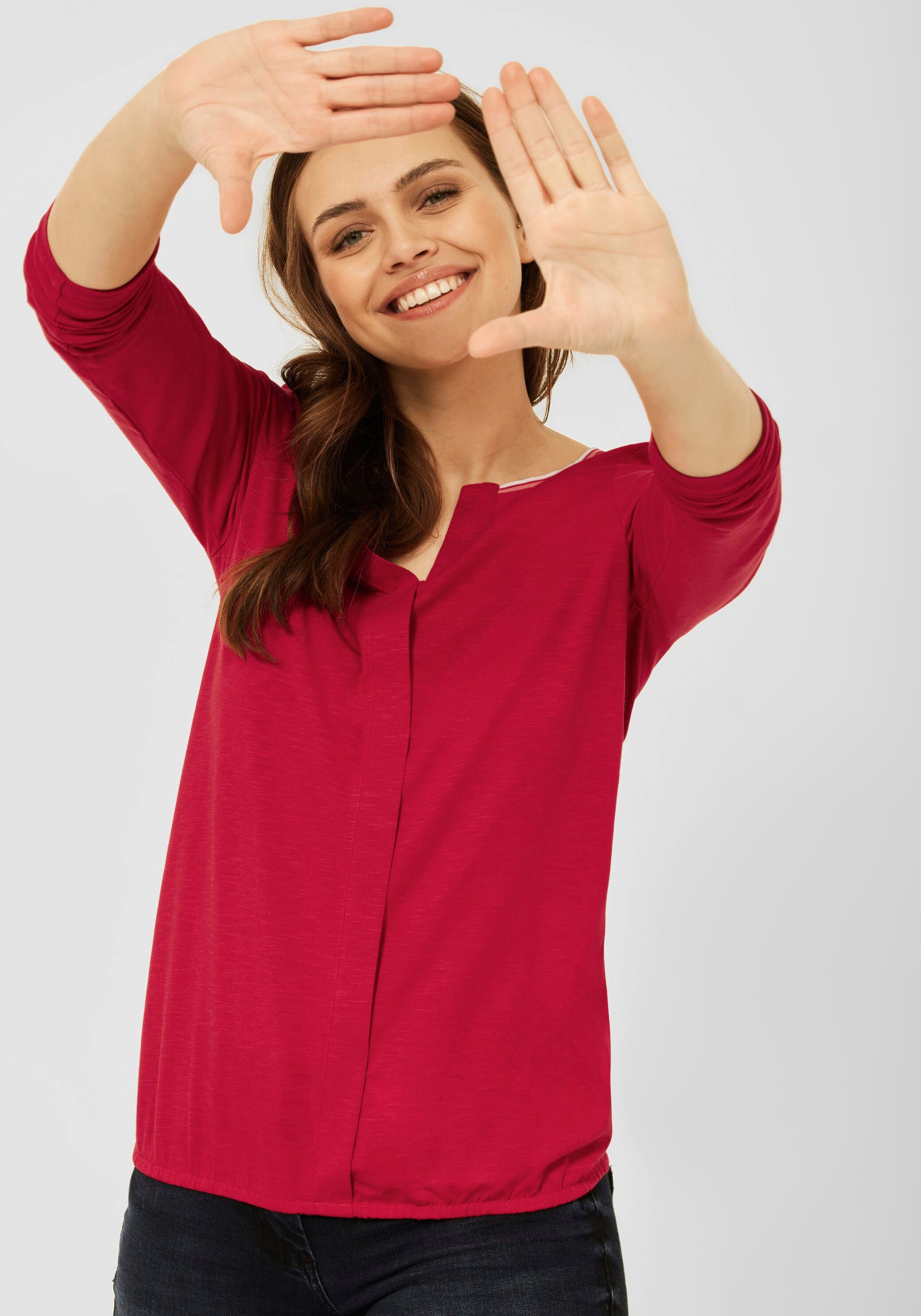 Cecil Langarmshirt, mit Collegestreifen am Ausschnitt