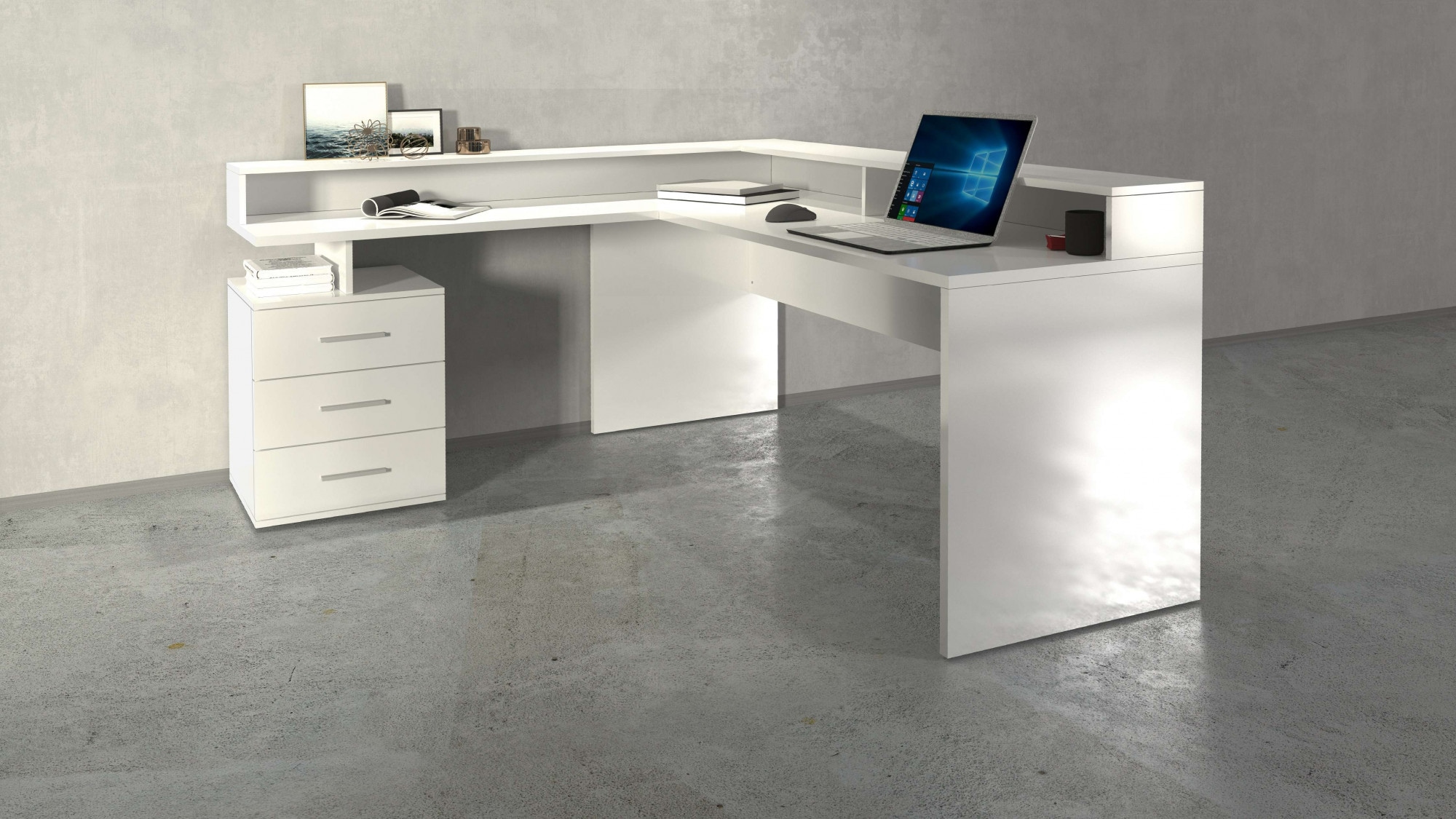 INOSIGN Eckschreibtisch »New Selina«, Schreibtisch, Schubkästen, mit oder ohne Monitoraufsatz, B 180/160 cm