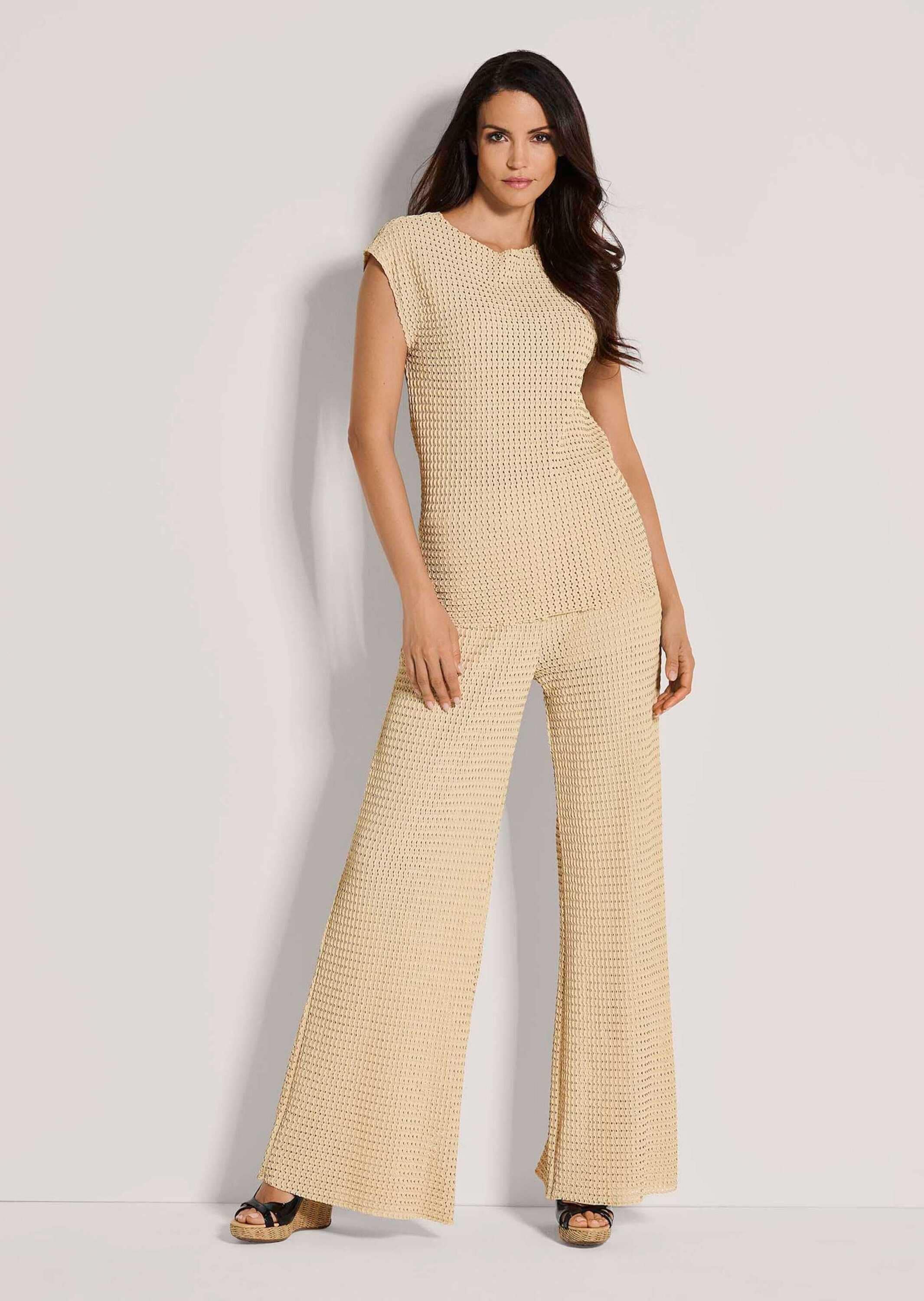 MADELEINE Kurzarmshirt »Shirt Ärmelloses U-Boot-Shirt in Ajour-Optik«