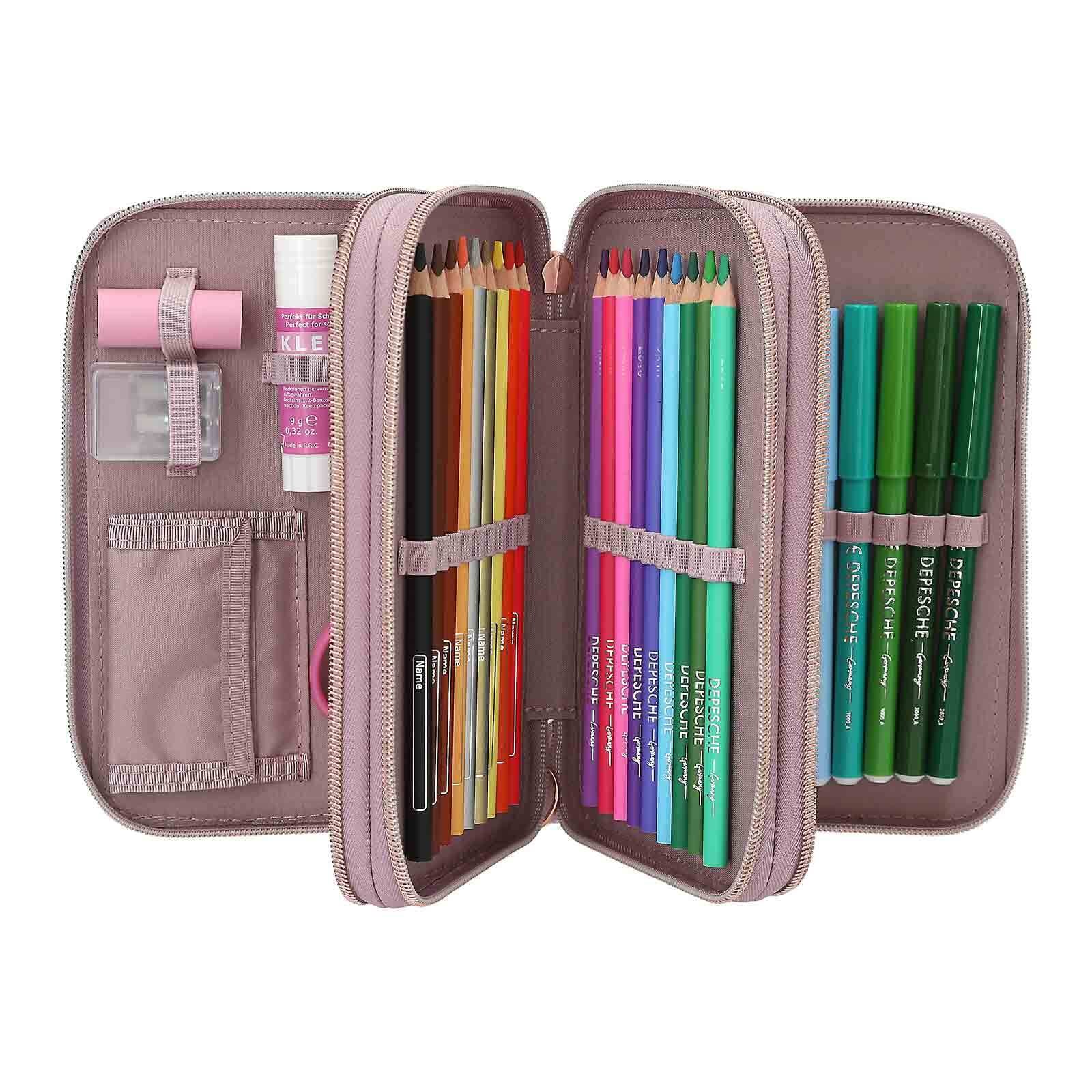 Depesche Buntstift »3-Fach Federtasche VIVA VIOLET inkl. Stifte TOPModel 7,5 x 13 x 20 cm lila«