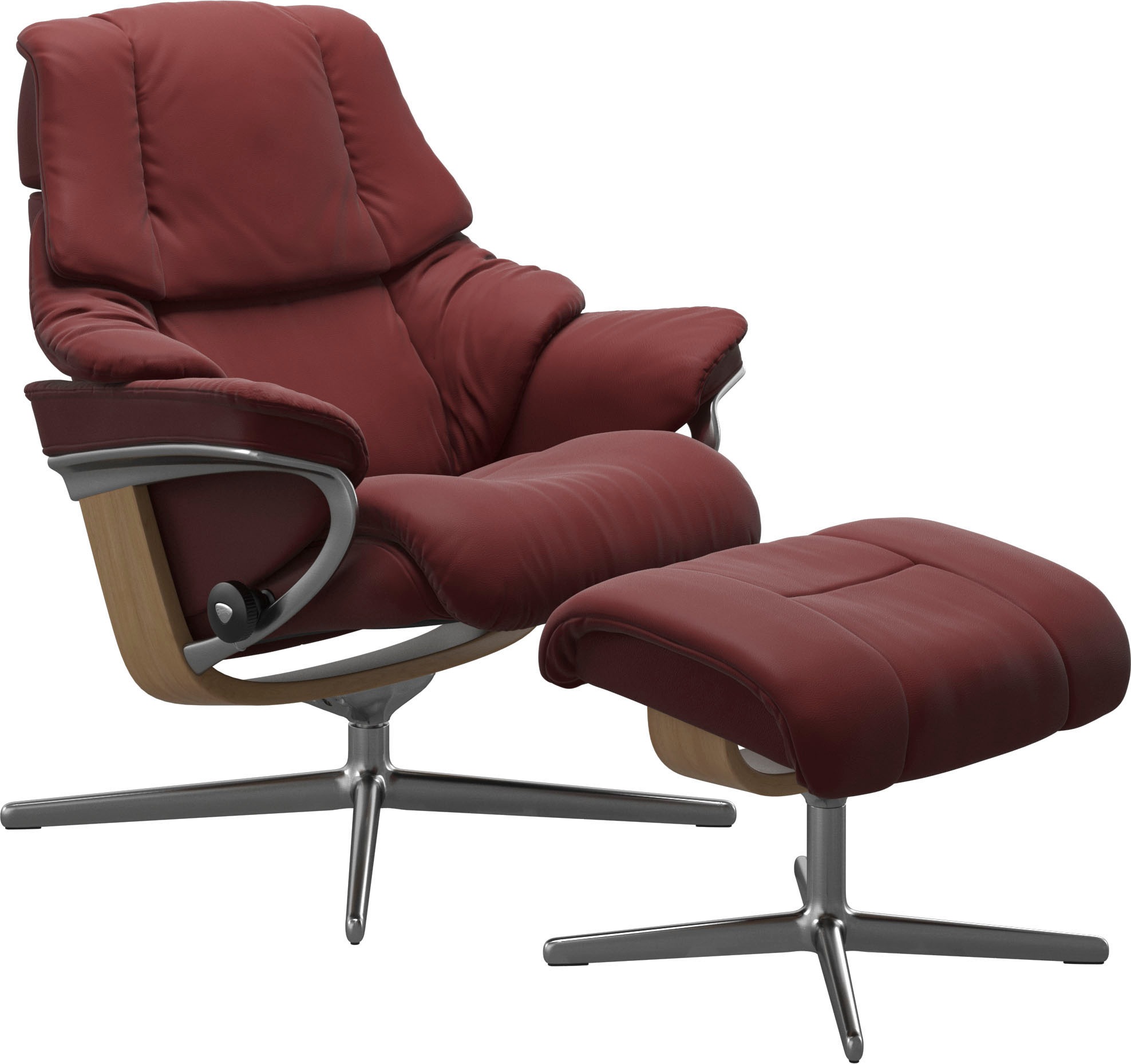 Stressless® Relaxsessel »Reno«, (Set, Relaxsessel mit Hocker), mit Hocker, mit Cross Base, Größe S, M & L, Holzakzent Eiche