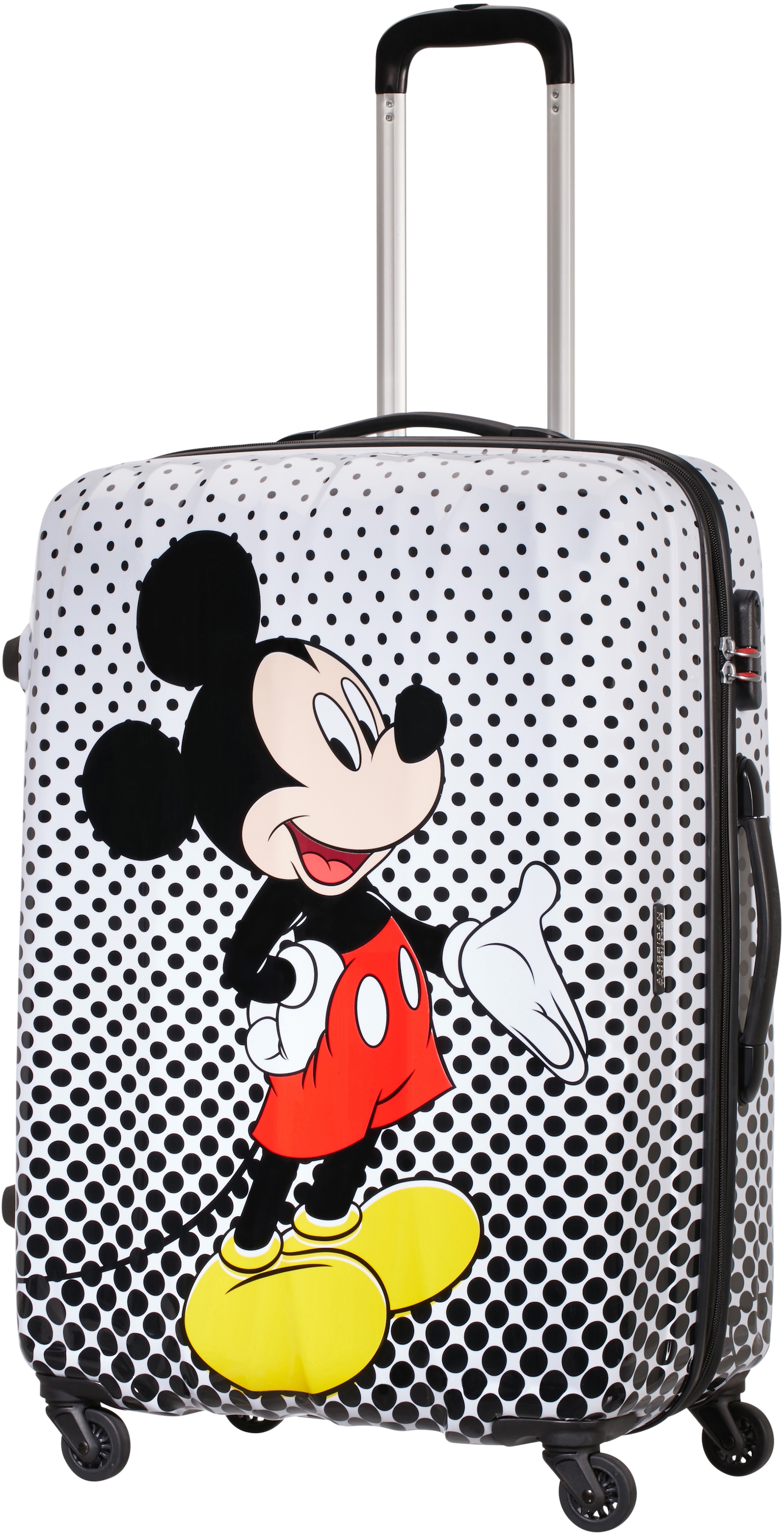 American Tourister® Hartschalen-Trolley »Disney Legends, Mickey Mouse Polka Dots, 75 cm«, 4 Rollen, Kinderreisekofferr Reisekoffer Aufgabegepäck Zahlenschloss