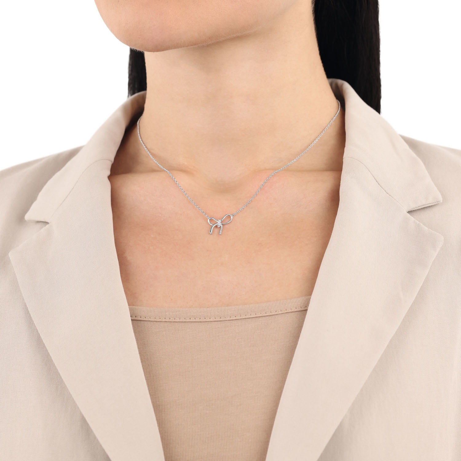 Amor Kette mit Anhänger »Schleife, 2039962«, mit Zirkonia (synth.)