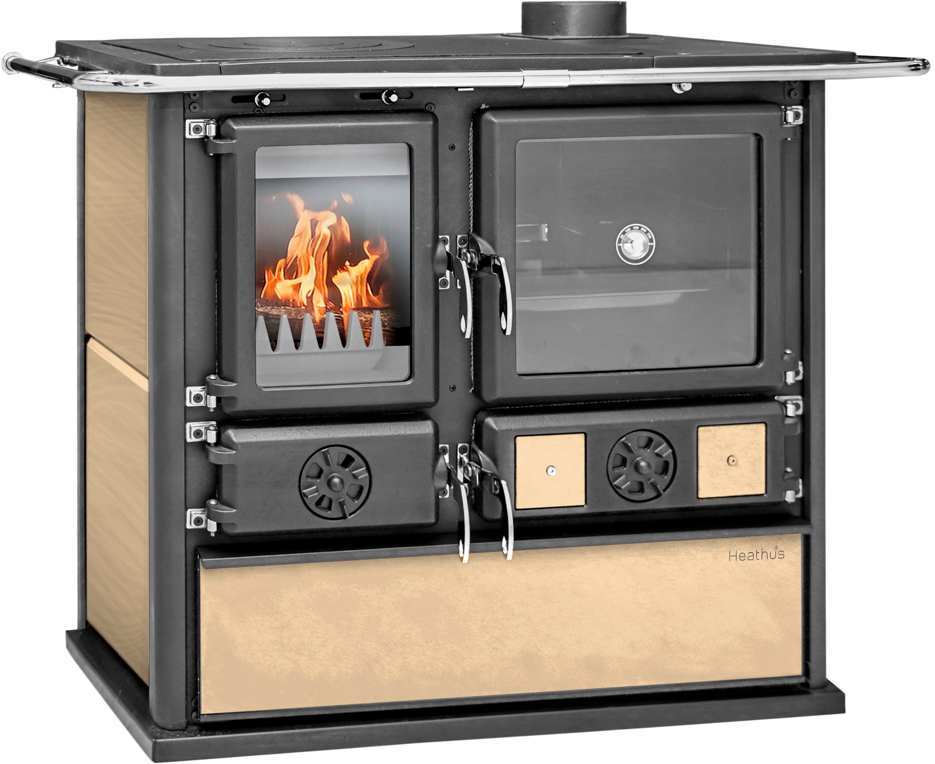 Festbrennstoffherd»HeathusKüchenofen»CookPremium«Beige«OfenherdzumHeizen in schwarz, Größe 0
