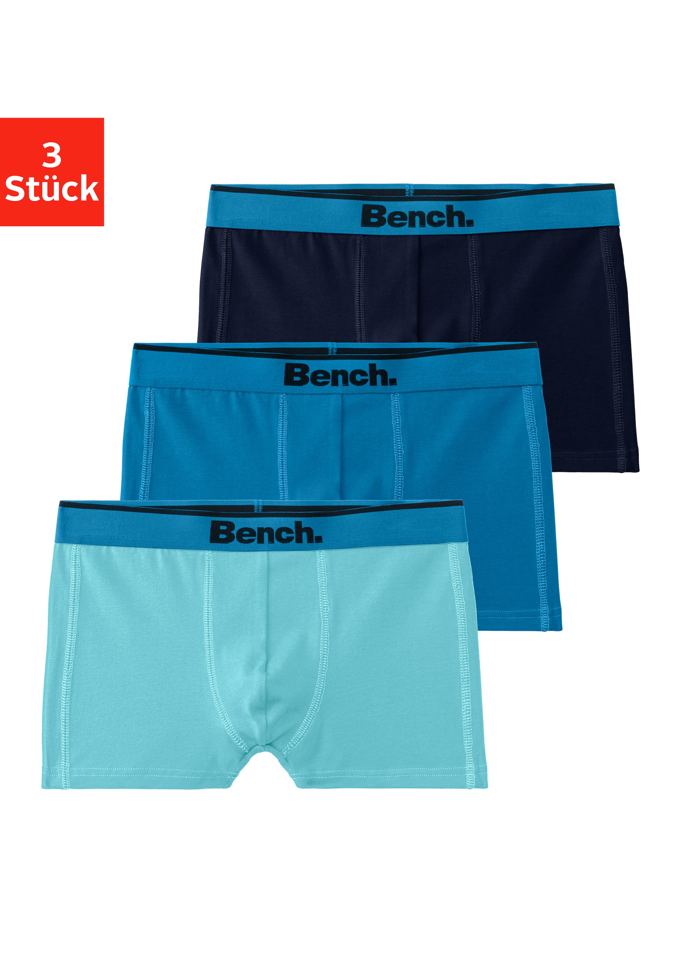 Bench. Boxer »Boxershorts für Jungen«, (Packung, 3 St.), mit Ziernähten vorn