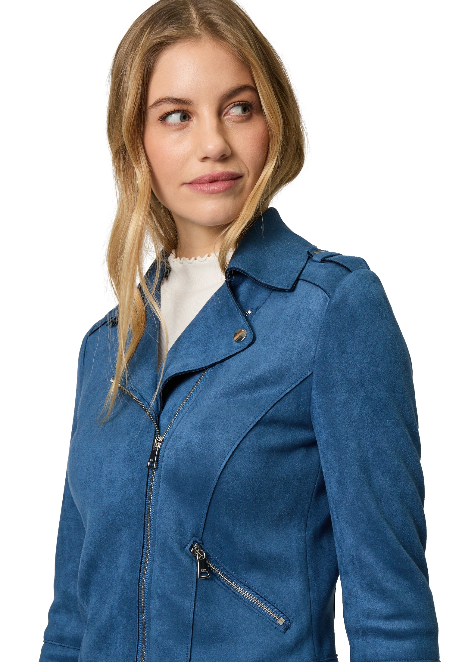 Zero Bikerjacke »Bikerjacke in Veloursleder-Optik«
