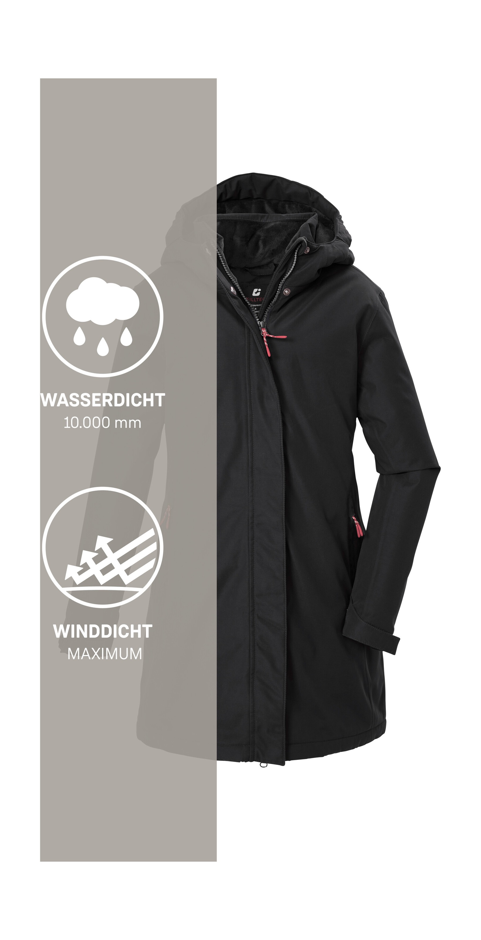 Killtec Funktionsmantel »KOW 142 GRLS CT« Wind- und wasserdichter Kinder-Wintermantel mit Fleece und Kapuze