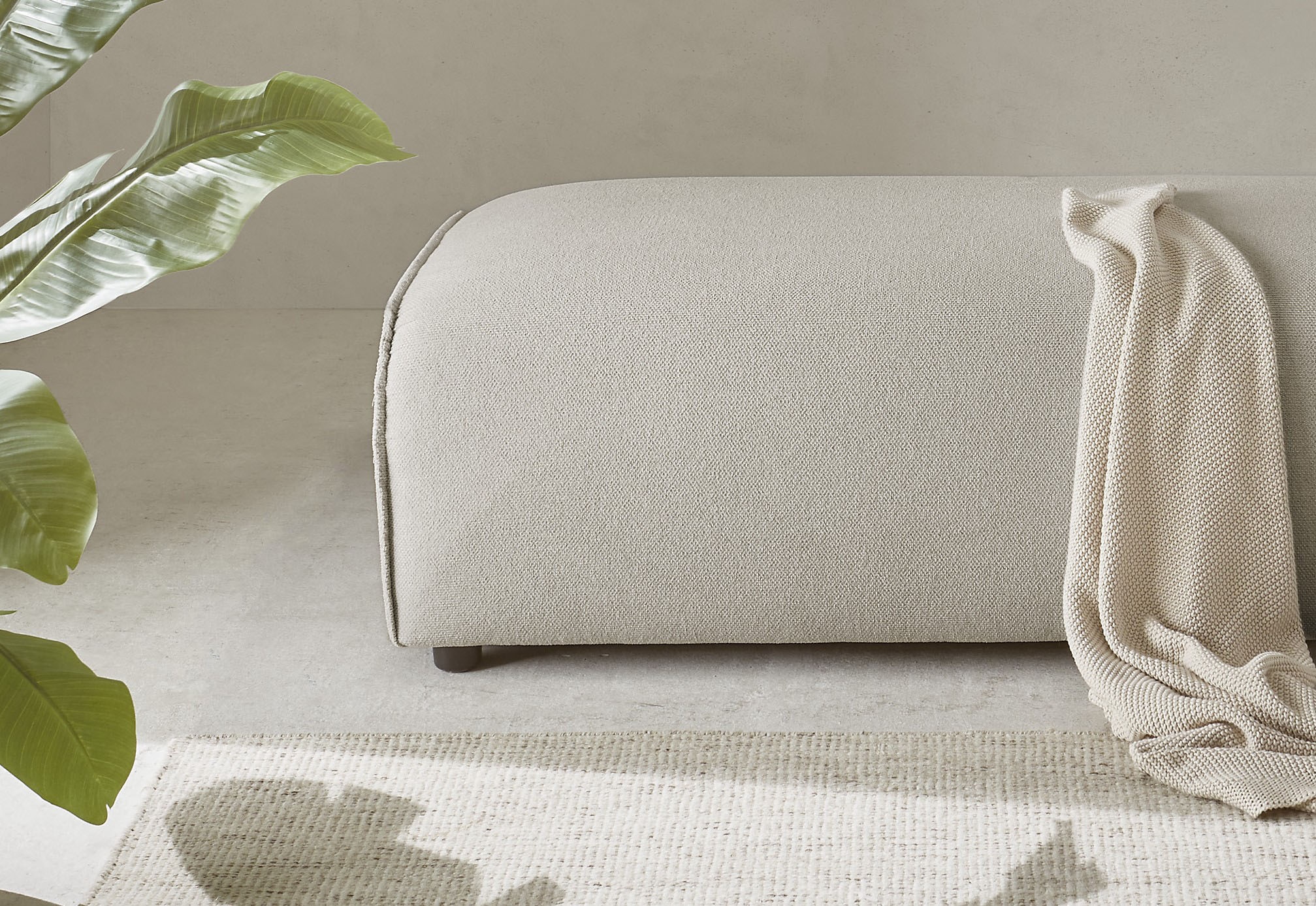 LeGer Home by Lena Gercke Hocker »PIARA, Polsterhocker mit Kedernaht, Cord, Leinenoptik o. Strukturstoff«, zur Serie PIARA, rechteckig, schwarze Füße, bequemer Sitzkomfort