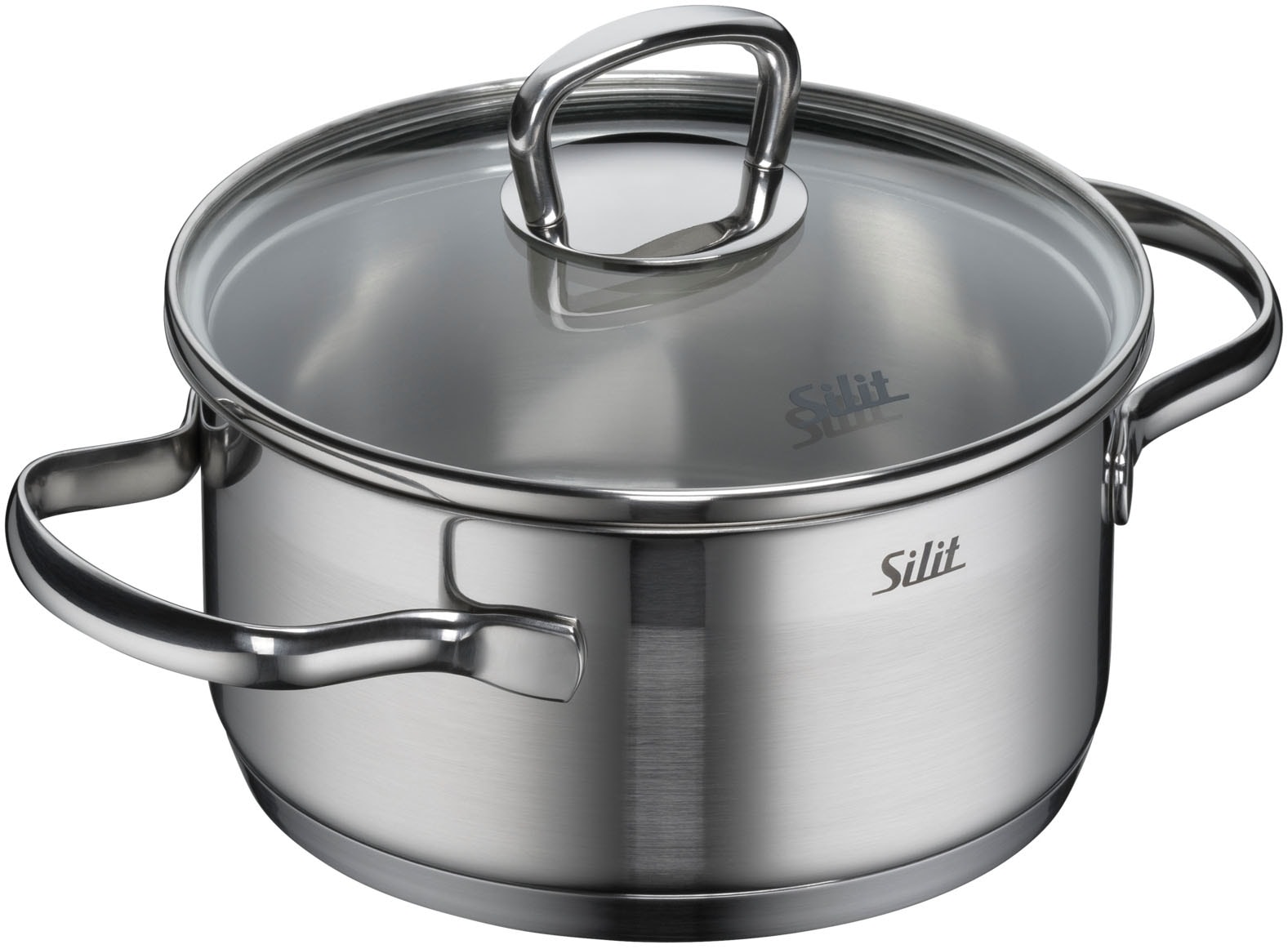 Silit Topf-Set »Toskana Induktion, Kochtopf Set mit Glasdeckel, teilmattiert«, Edelstahl 18/10, (Set, 8 tlg., je 1 Bratentopf Ø 16/20 cm, je 1 Fleischtopf Ø 16/20 cm), Induktions Töpfe Set, für alle Herdarten geeignet, ohne Skalierung