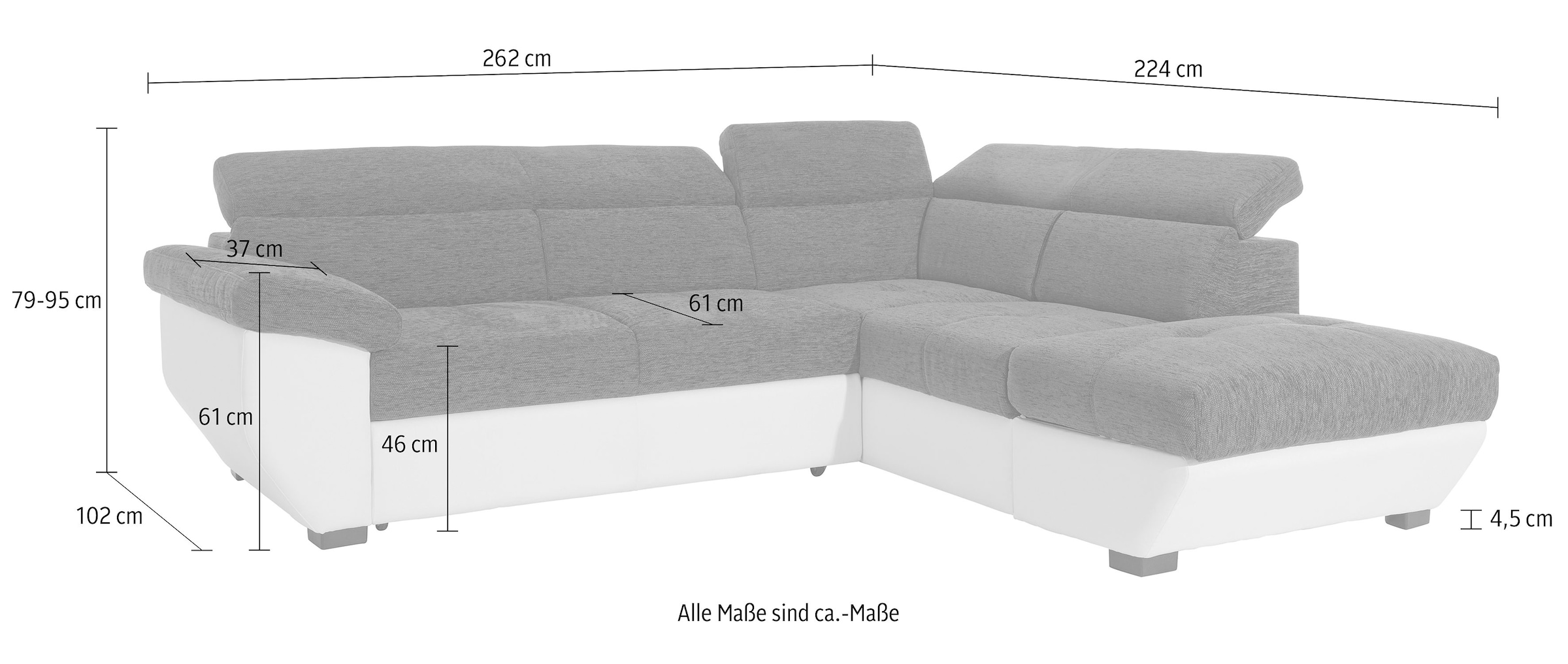 COTTA Ecksofa »Speedway L-Form«, mit Kopfteilverstellung, wahlweise mit Bettfunktion & Bettkasten