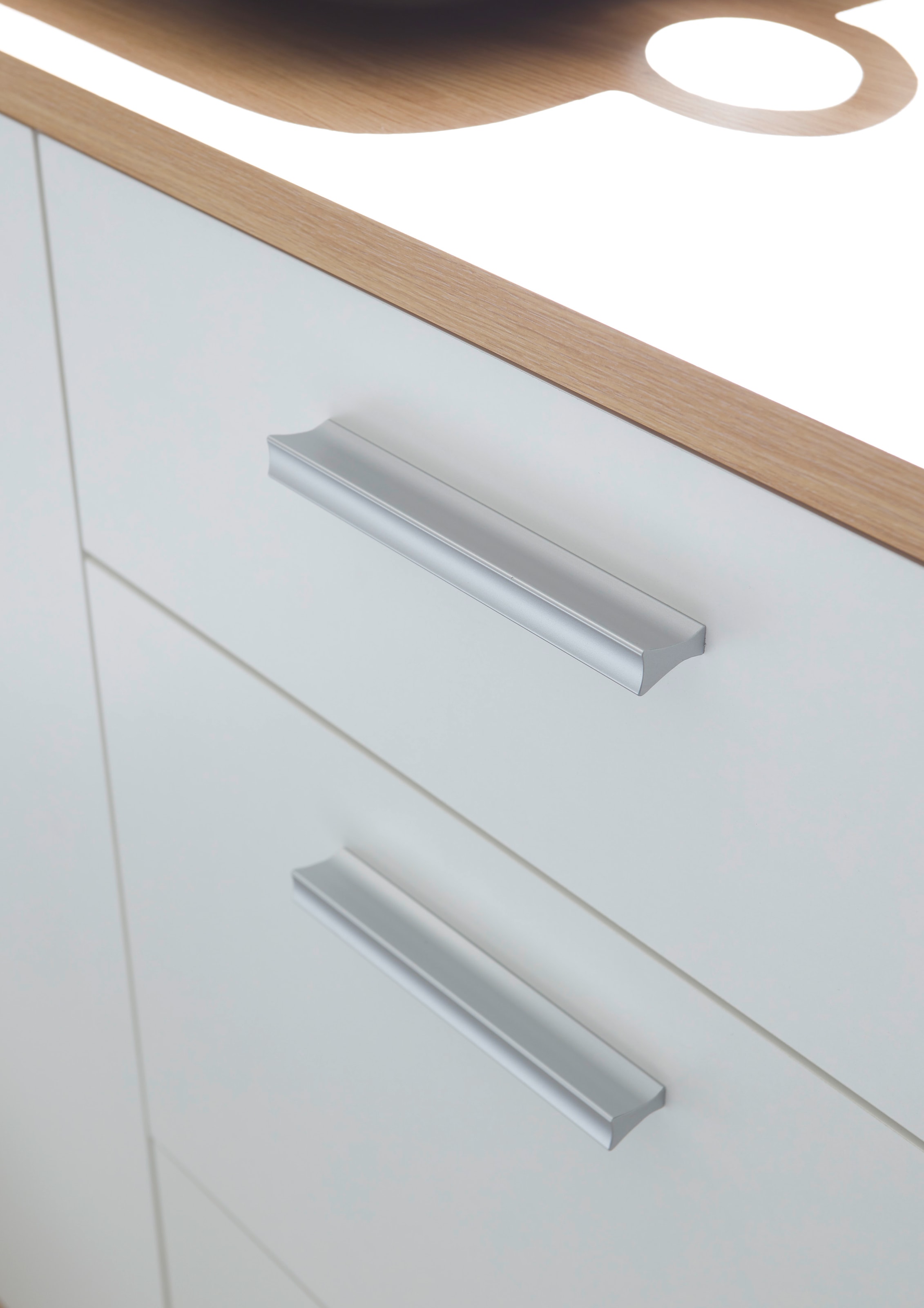 HBZ Kommode »BC1035 weiß matt, BxHxT 135x86x38 cm«, Kommode mit 2 Türen, 3 Schubkästen, 2 Einlegeböden
