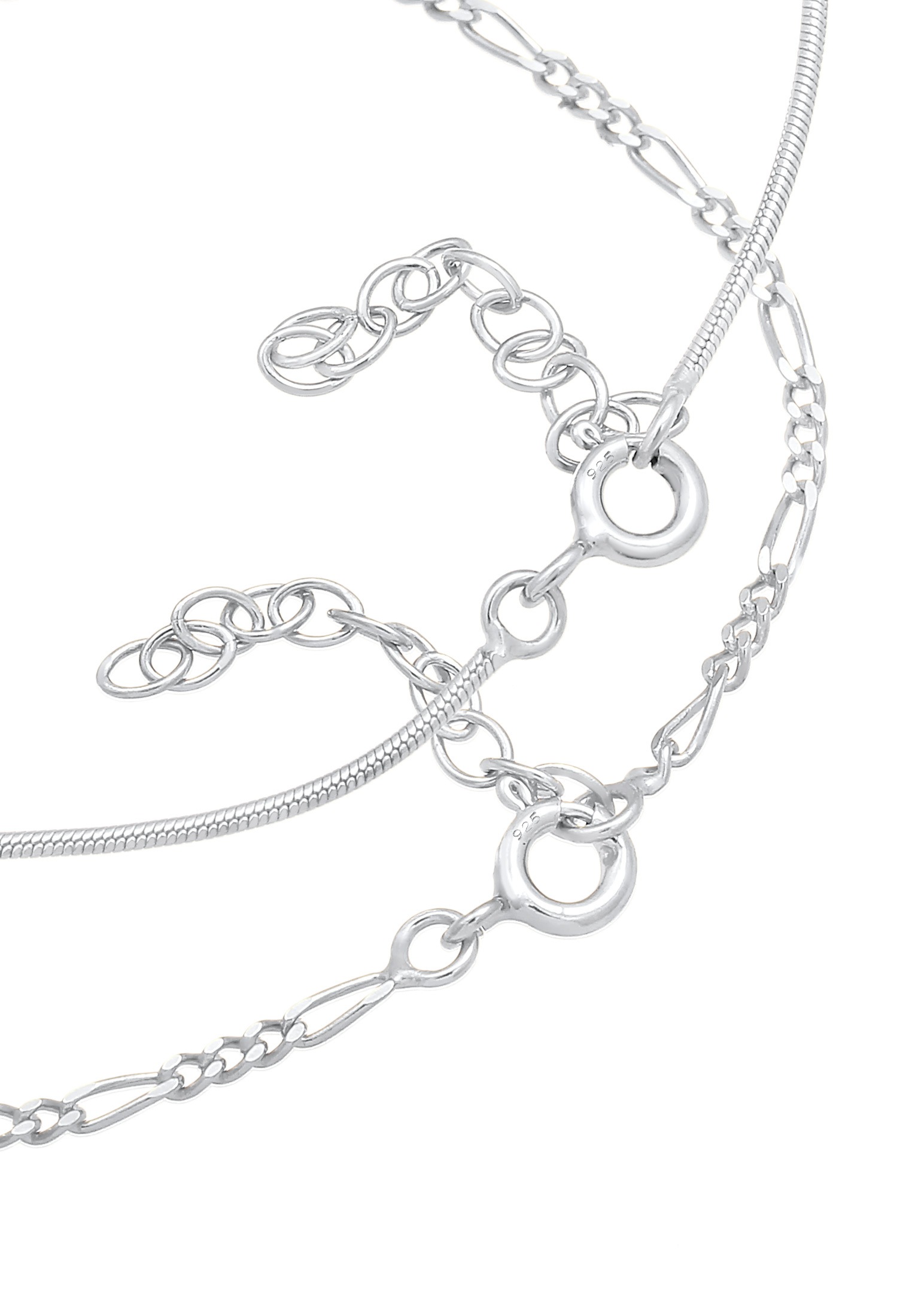 Elli Armketten Set »Armband Armkettchen-Set Figaro Rund Basic 925 Silber«