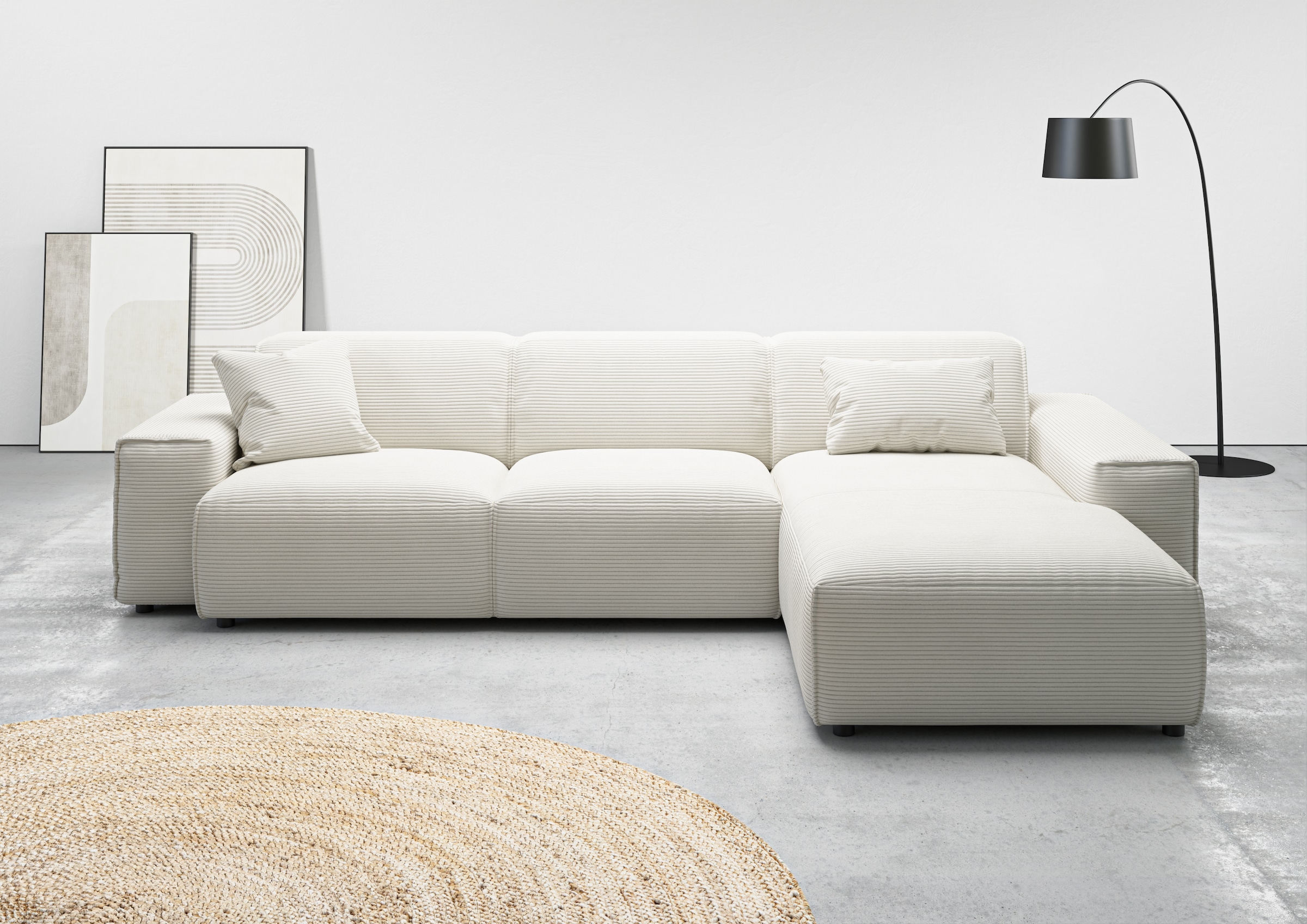 andas Ecksofa »Glimminge auch in Breitcord, Feincord, Bouclé + Easy care-Bezug«, L-Form, Breite 294, Zierkissen