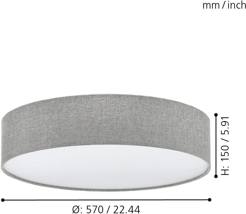 EGLO Deckenleuchte »PASTERI«, 3 flammig, Leuchtmittel E27 | Leuchtmittel wechselbar-ohne Leuchtmittel, Textil Deckenlampe, E27, Stoff Schlafzimmerlampe, Lampe, Ø57 cm