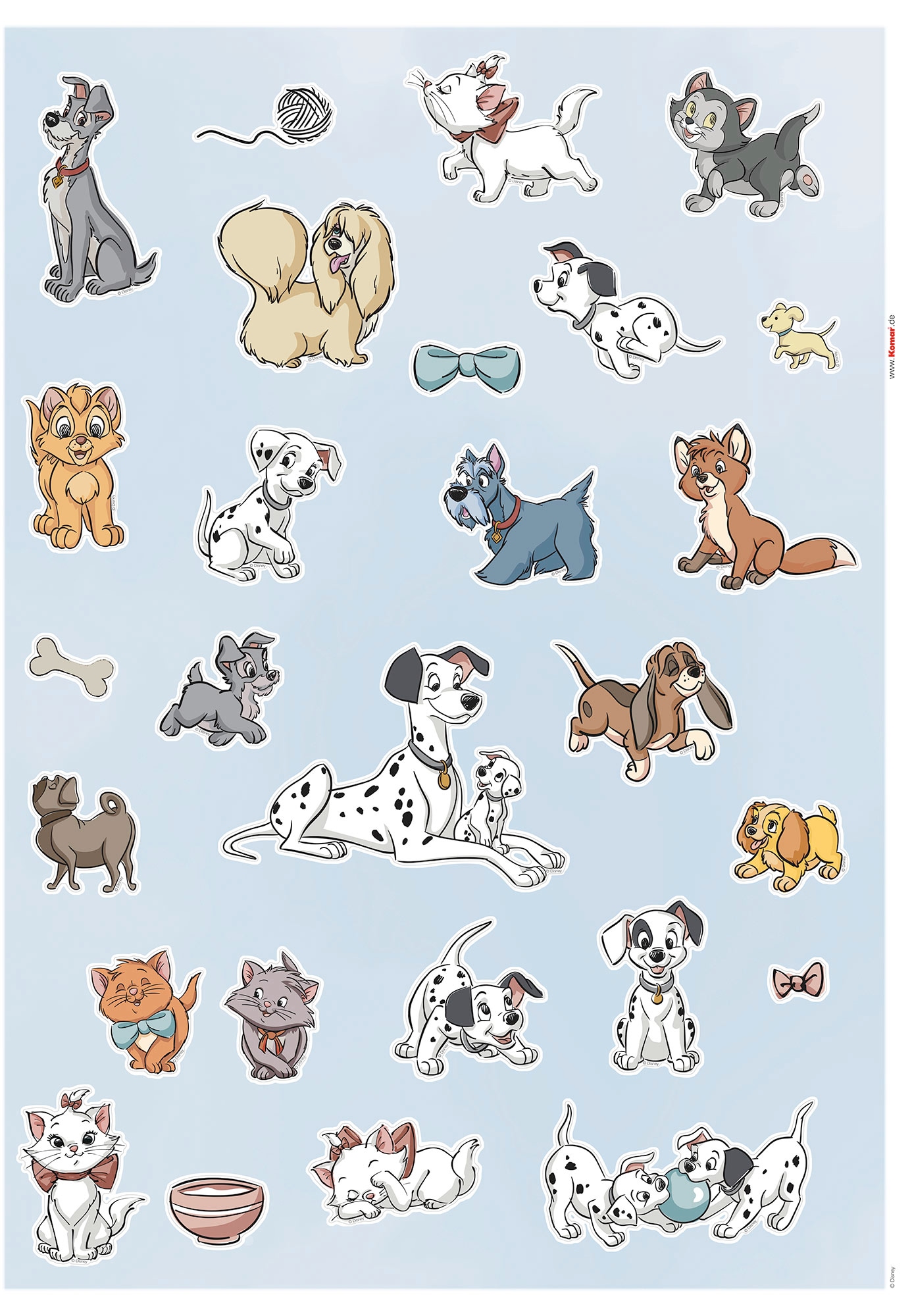 Wandtattoo »Disney Cats and Dogs«, (27 St.), 50x70 cm (Breite x Höhe), selbstklebendes...