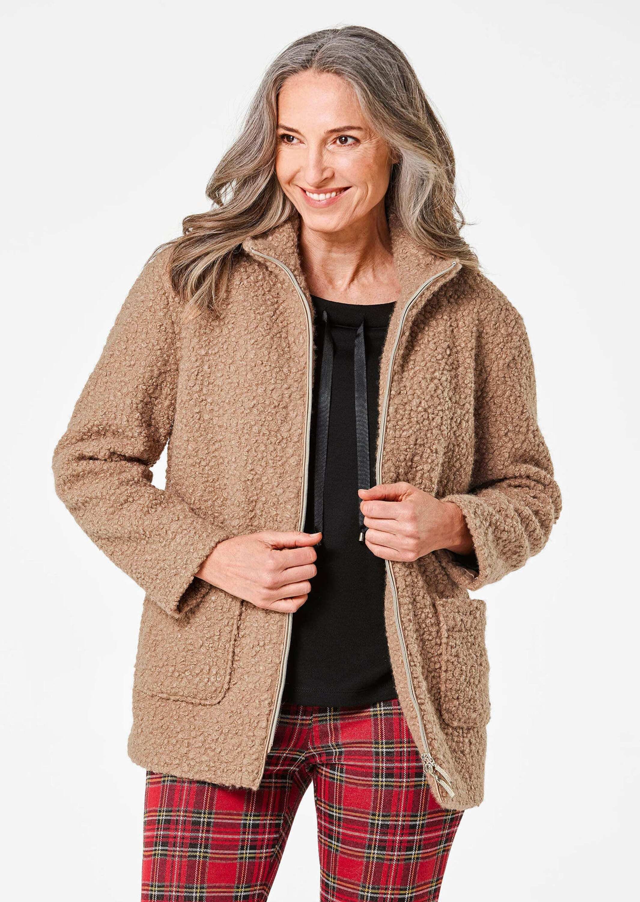 GOLDNER Blouson »Kurzgröße Teddy Jacke mit Stehkragen«