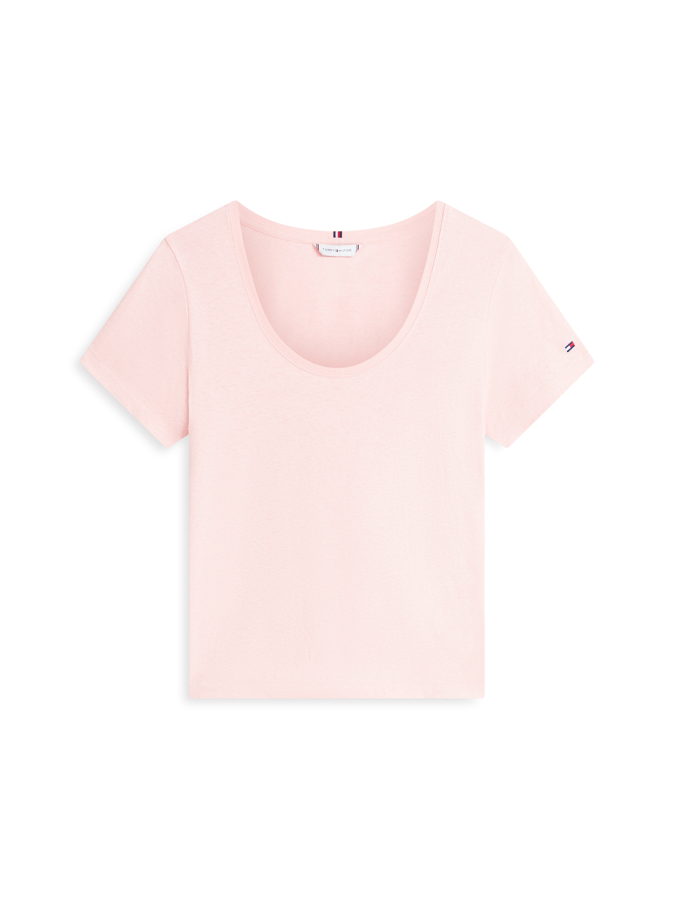 Tommy Hilfiger Kurzarmshirt »CO LINEN SCOOP NK SS TEE« mit kleinem Logo-Stick