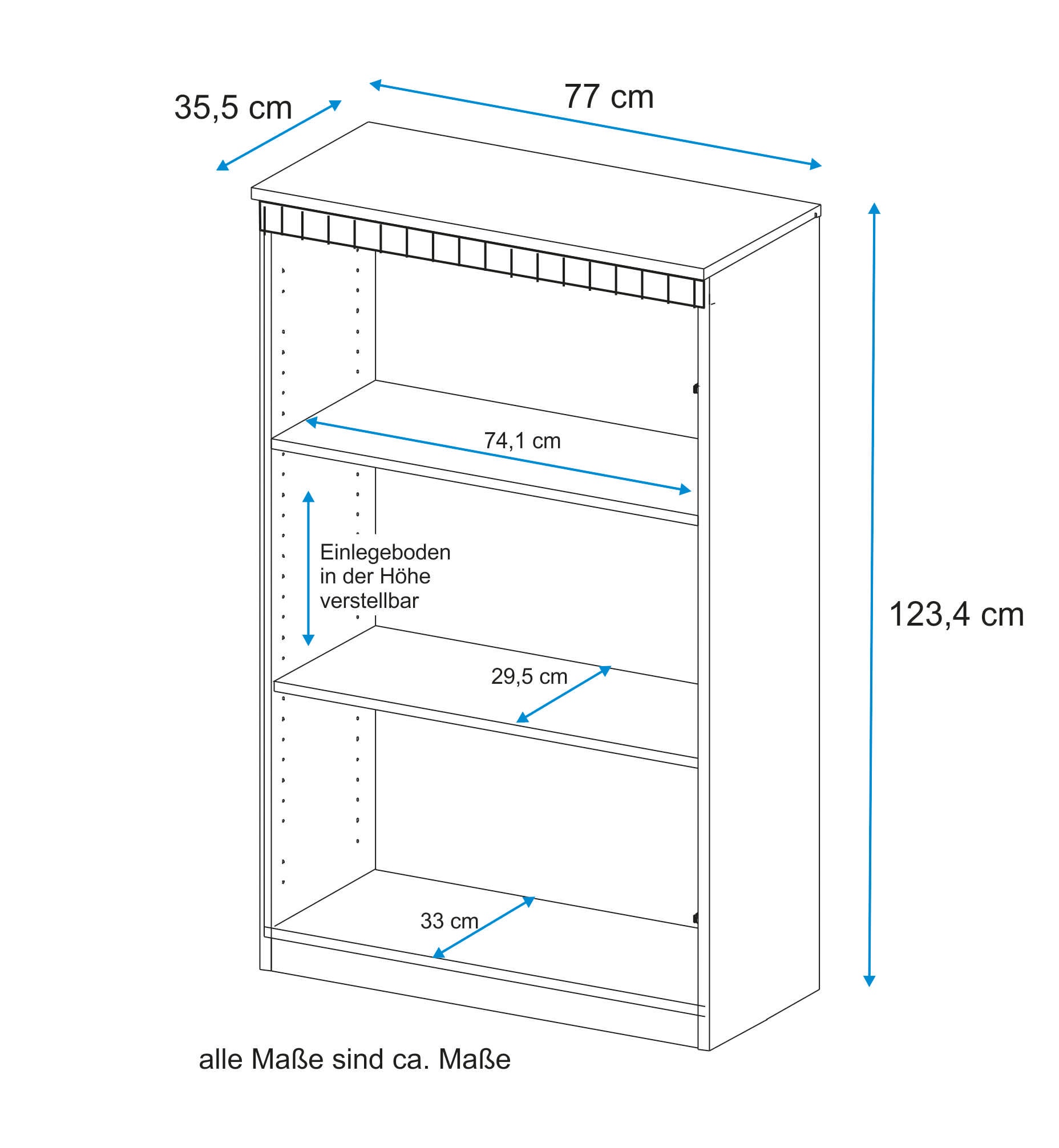 VOGL Möbelfabrik Aktenregal »Hans«, Höhe 124 cm, für 3 Ordnerhöhen geeigent, Made in Germany