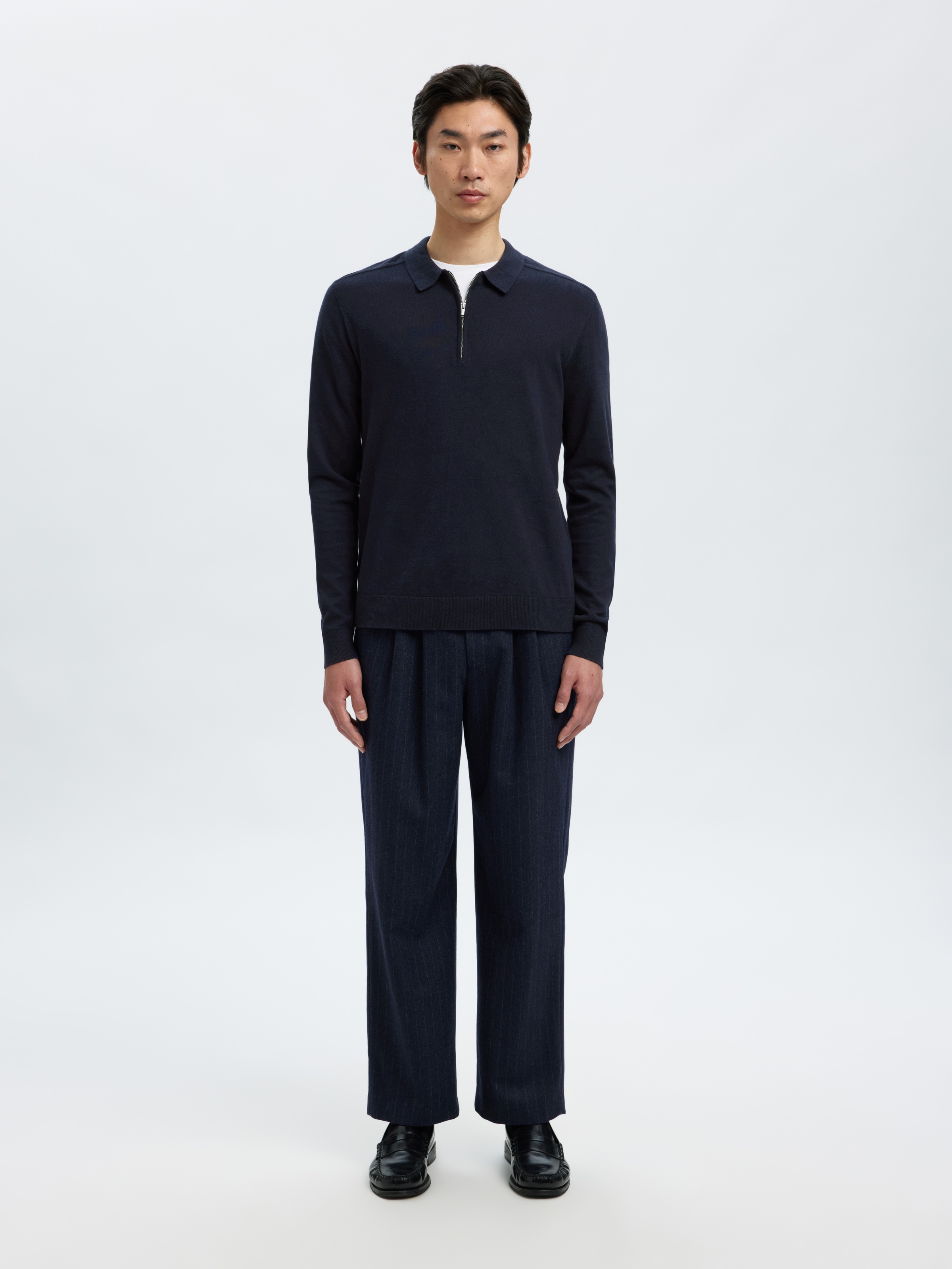 SELECTED HOMME Polokragenpullover »SLHBERG LS HALF ZIP POLO NOOS«