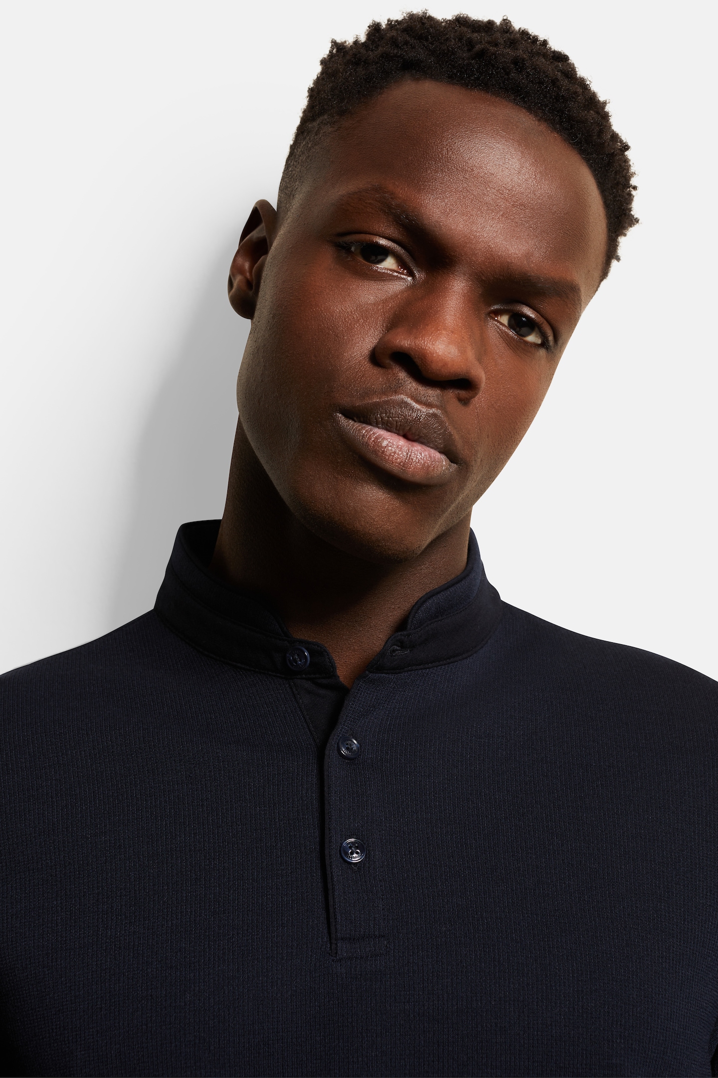 bugatti Langarm-Poloshirt, mit Stehkragen