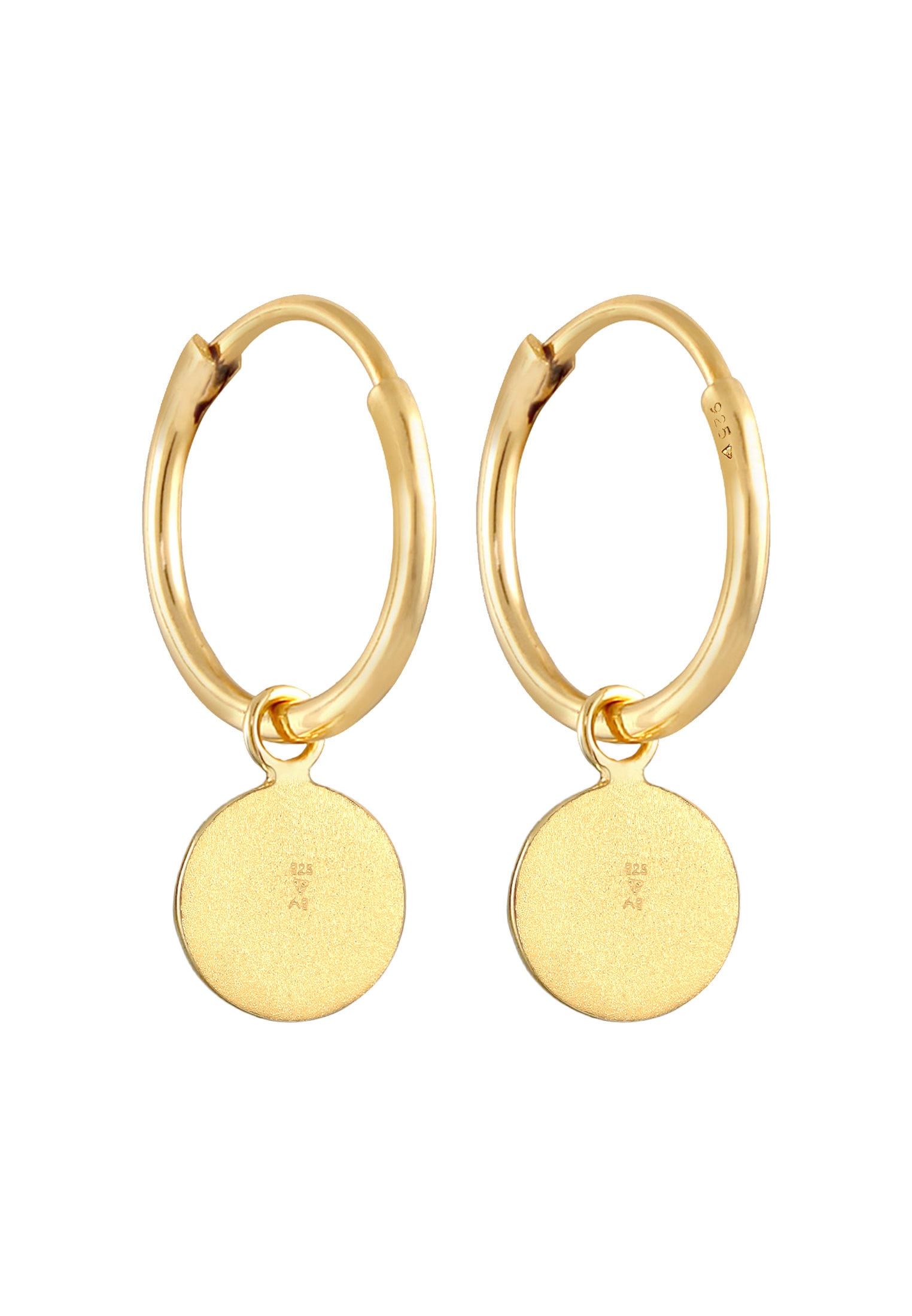 Elli Paar Creolen »Ohrringe Creolen Plättchen Coin Organic Look 925 Silber«