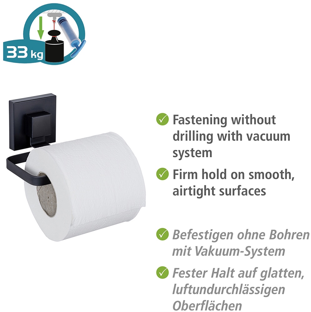 WENKO Toilettenpapierhalter »Vacuum-Loc® Modell Quadro«, aus Edelstahl, Befestigen ohne Bohren