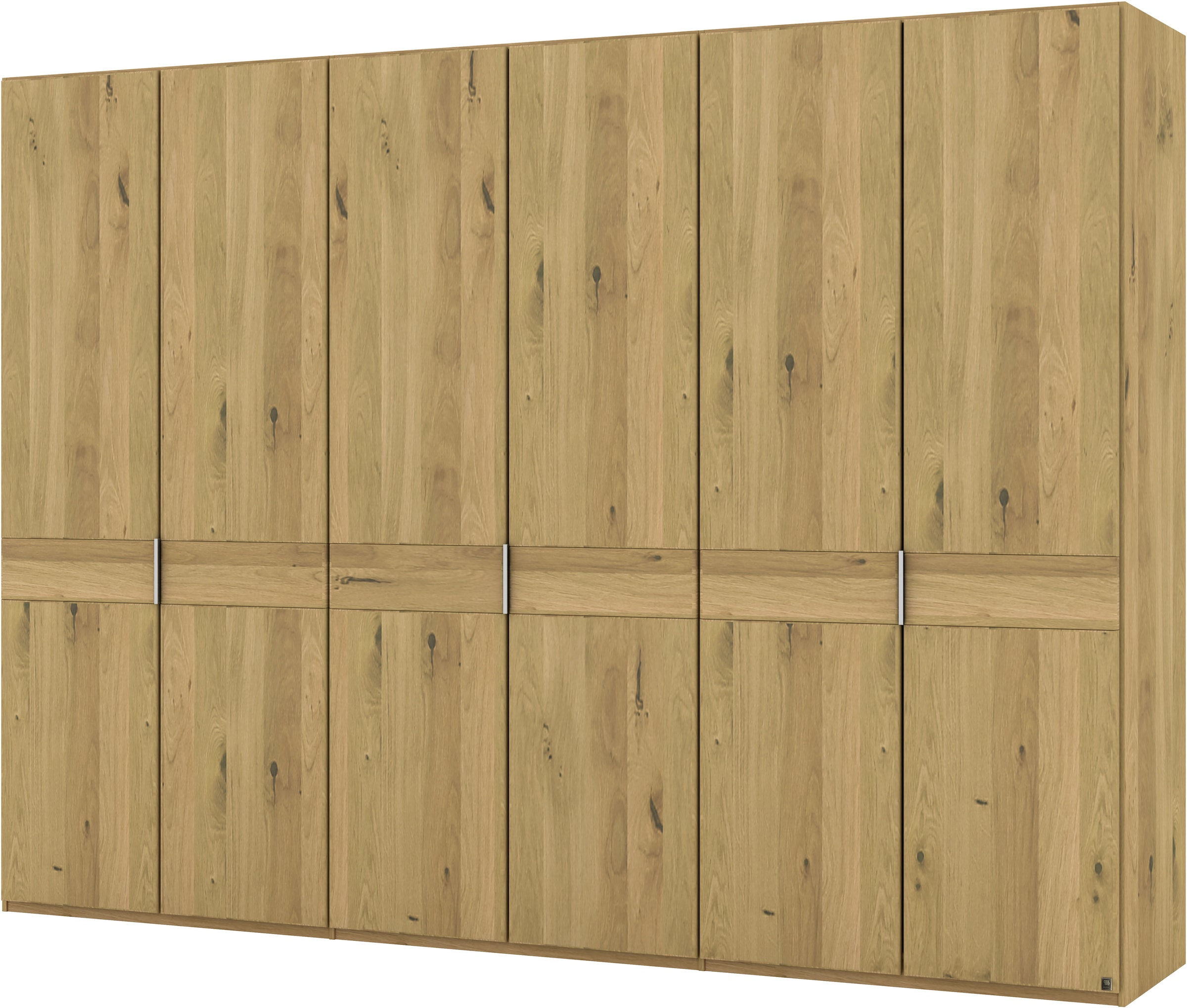 Musterring Drehtürenschrank »Savona, Kleiderschrank, Schrank, Garderobe, teilmassiv Eiche«, (mit Türdämpfern, in 5 Breiten & 2 Höhen, extra Böden, MADE IN GERMANY), Türen in Bianco-Eiche massiv, mit Querriegel, verschiedene Größen