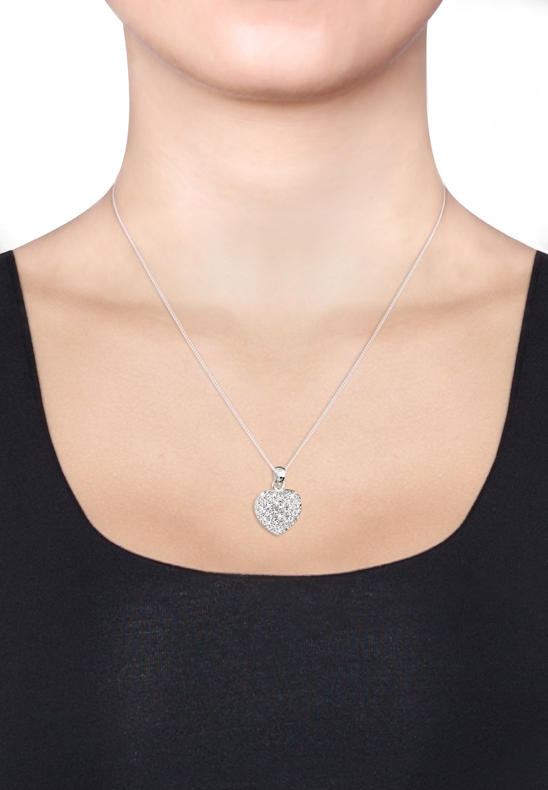 Elli Silberkette »Halskette Herz Anhänger 925 Silber, mit Kristallen von Swarovski®«