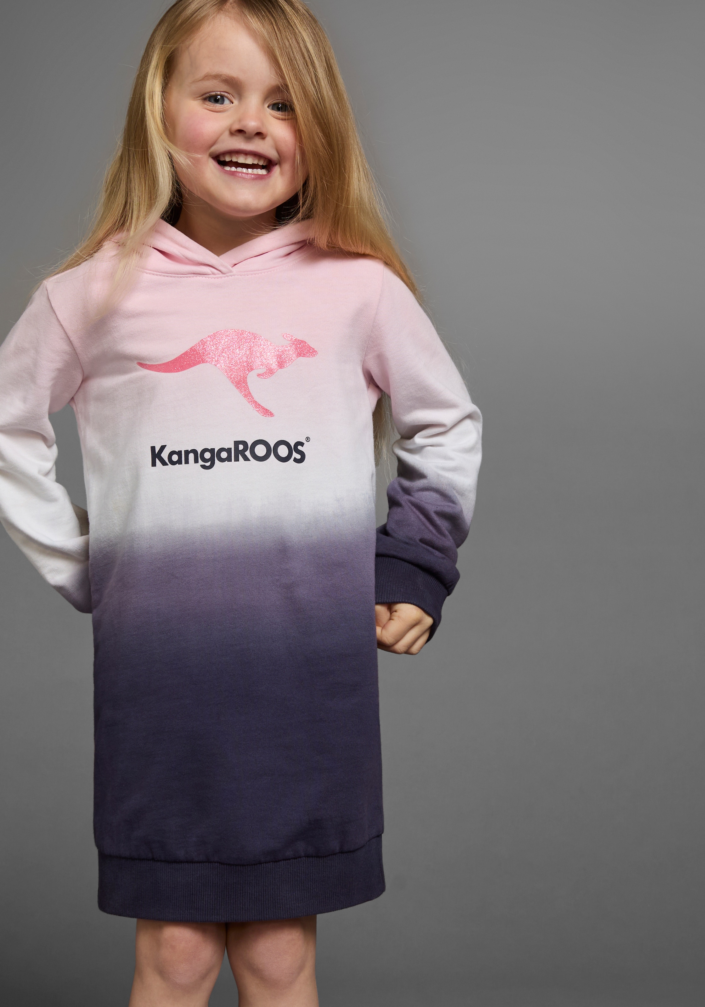 KangaROOS Sweatkleid »für kleine Mädchen«, bis Mitte des Oberschenkels, lässiger Look, aus Sweatstoff