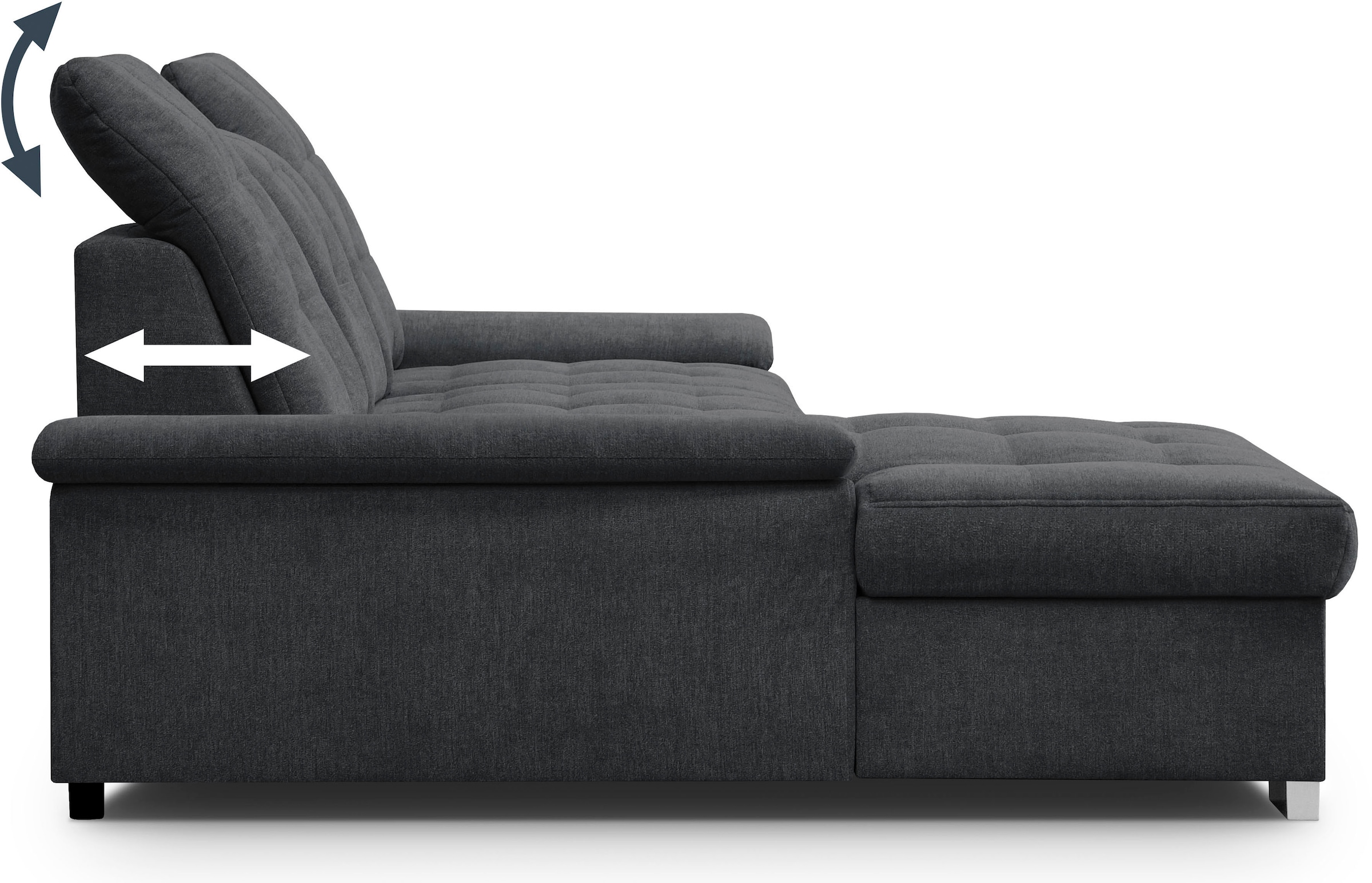 WERK2 Ecksofa Carmen, Sofa, Eckcouch mit Schlaffunktion, Bettkasten und Sitztiefenverstellung