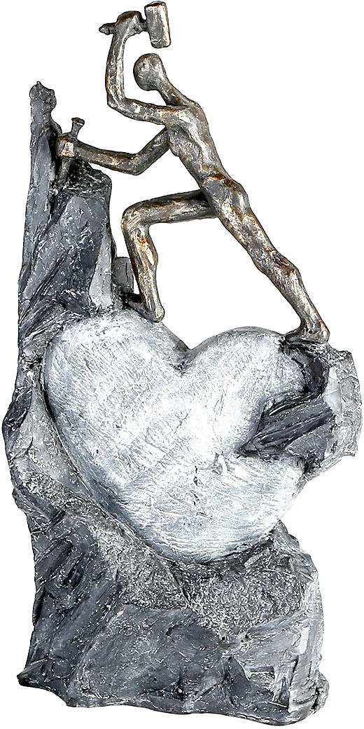Casablanca by Gilde Dekofigur »Skulptur Heart, bronzefarben/grau«, (1 St.),  Dekoobjekt, Höhe 37 cm, Motiv Herz, mit Spruchanhänger, Wohnzimmer  bestellen online bei OTTO