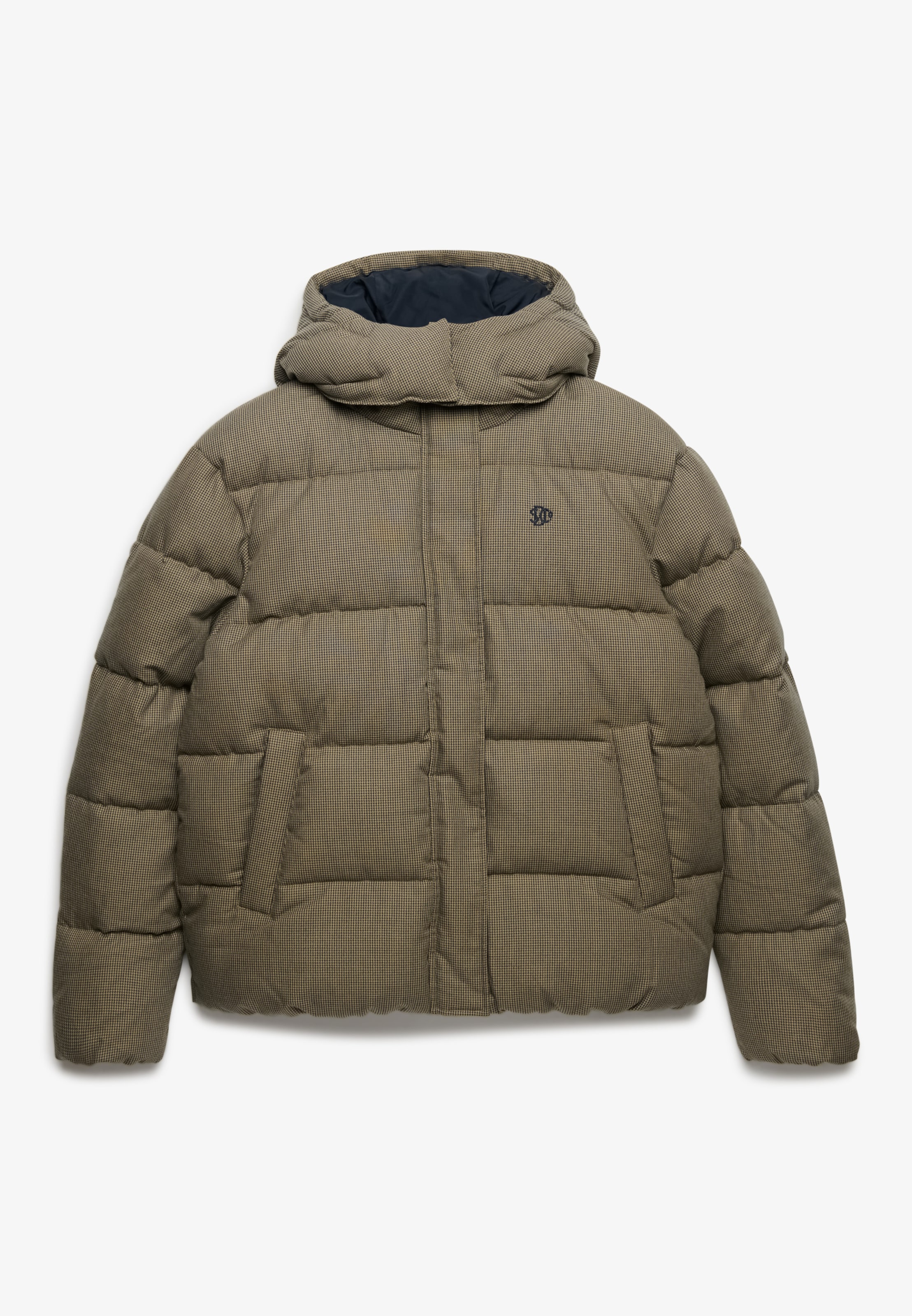 Superdry Steppjacke »PREMIUM HOOD CHECK PUFFER JKT« mit Kapuze Materialmix, relaxed fit, außen aus Webstoff mit Hahnentritt-Muster
