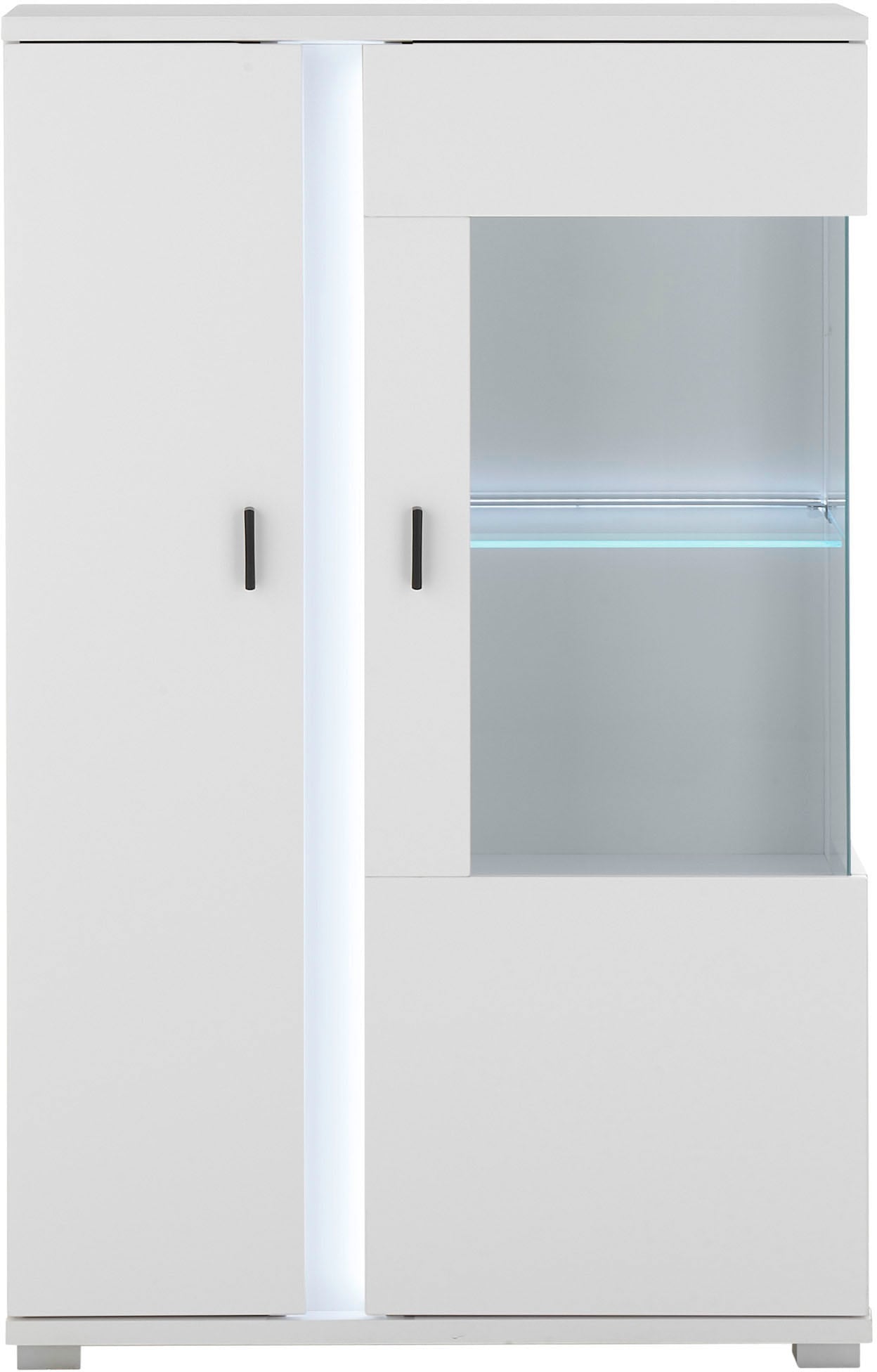 Home affaire Vitrine »LONG ISLAND, Stauraumvitrine« 1 Stk. tlg. in moderner Trendfarbe,inklusive senkrechter Beleuchtung,Breite 80 cm