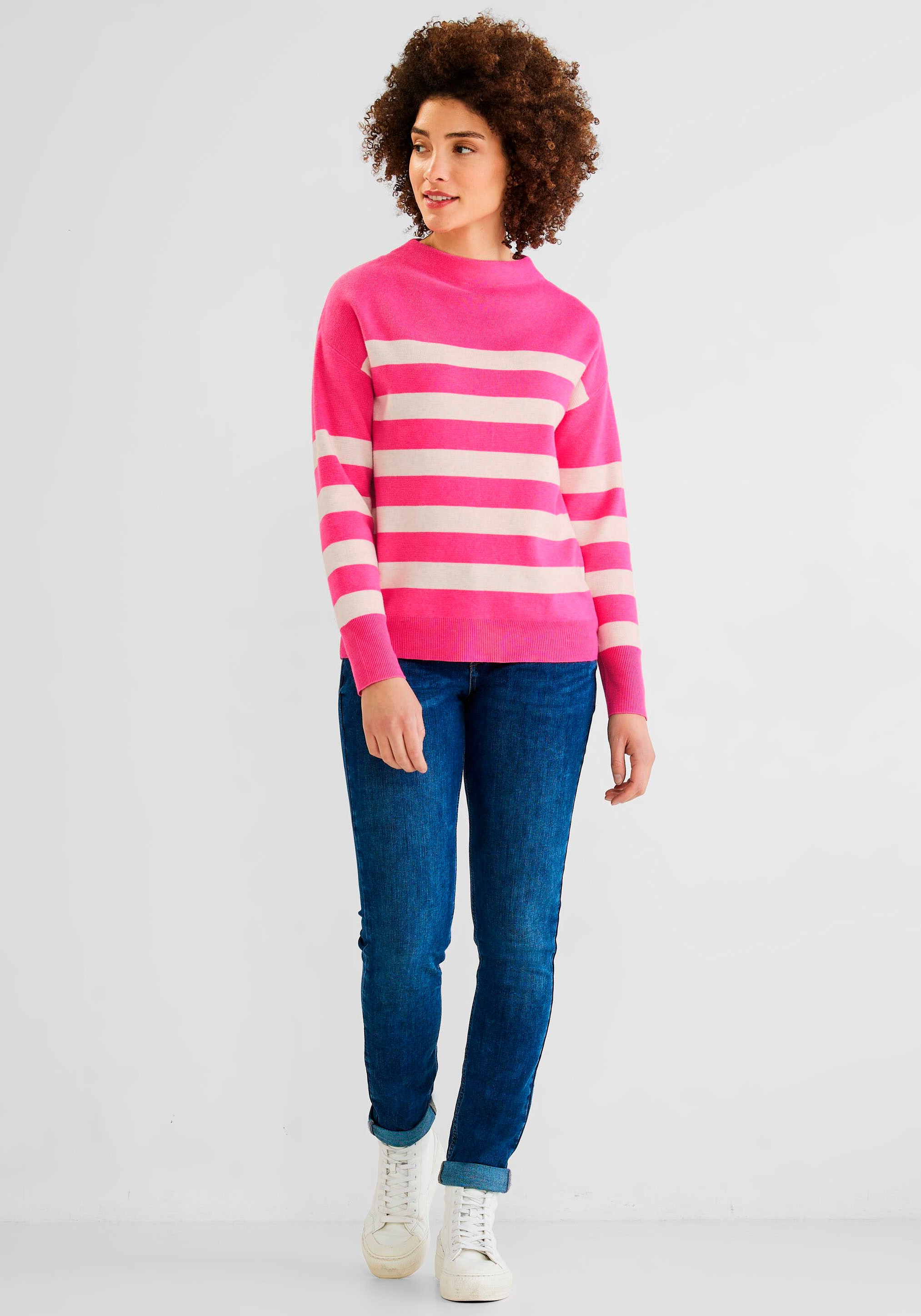STREET ONE Strickpullover, mit breitem Streifenmuster