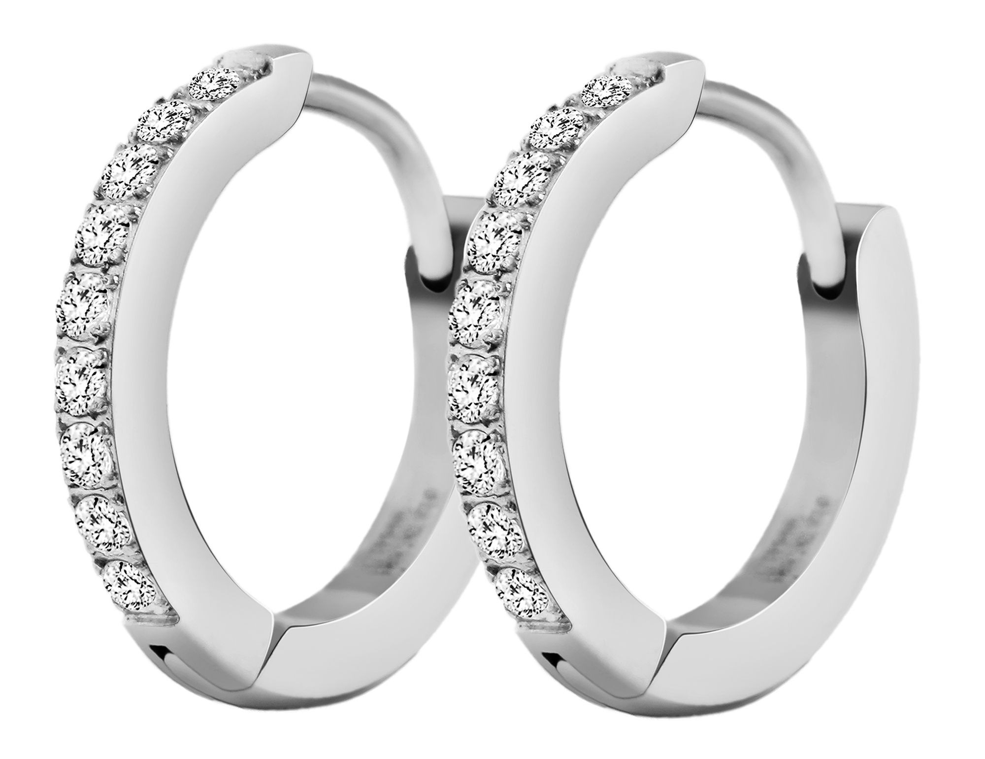 Adelia´s Paar Creolen »Damen Ohrringe ¿ Klappcreole aus Edelstahl mit Strass Steinchen«