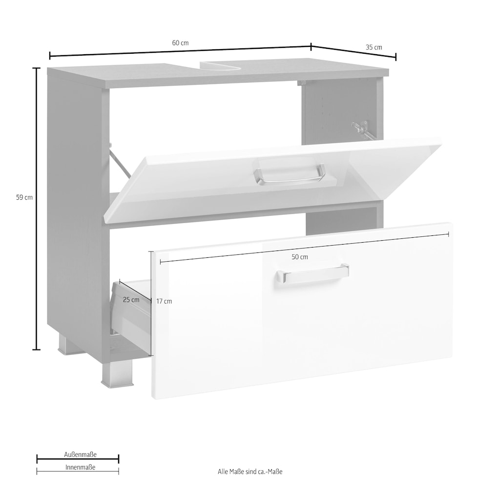 HELD MÖBEL Waschbeckenunterschrank »Ravenna«, Breite 60 cm, mit Soft-Close-Funktion