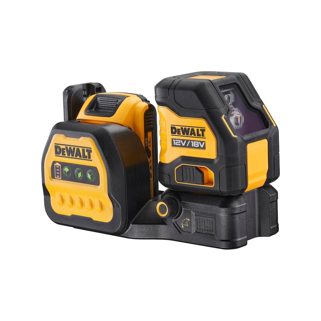 DeWalt Kreuzlinienlaser »DCE088D1G18-QW Kreuzlinien-Laser grün, Laserklasse 2«, (mit Transportbox (TSTAK kompatibel), 18V 2Ah Akku und Ladegerät)