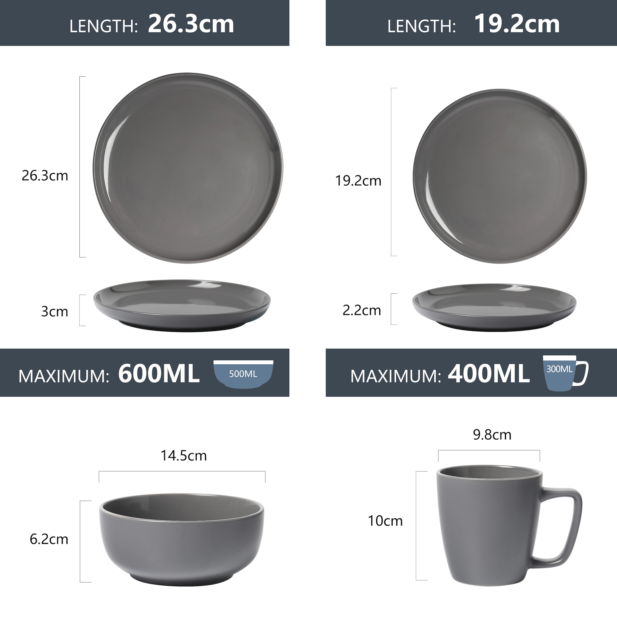 my home Geschirr-Set »Timula, außen matt, innen glänzend« spülmaschinenfest und mikrowellengeeignet