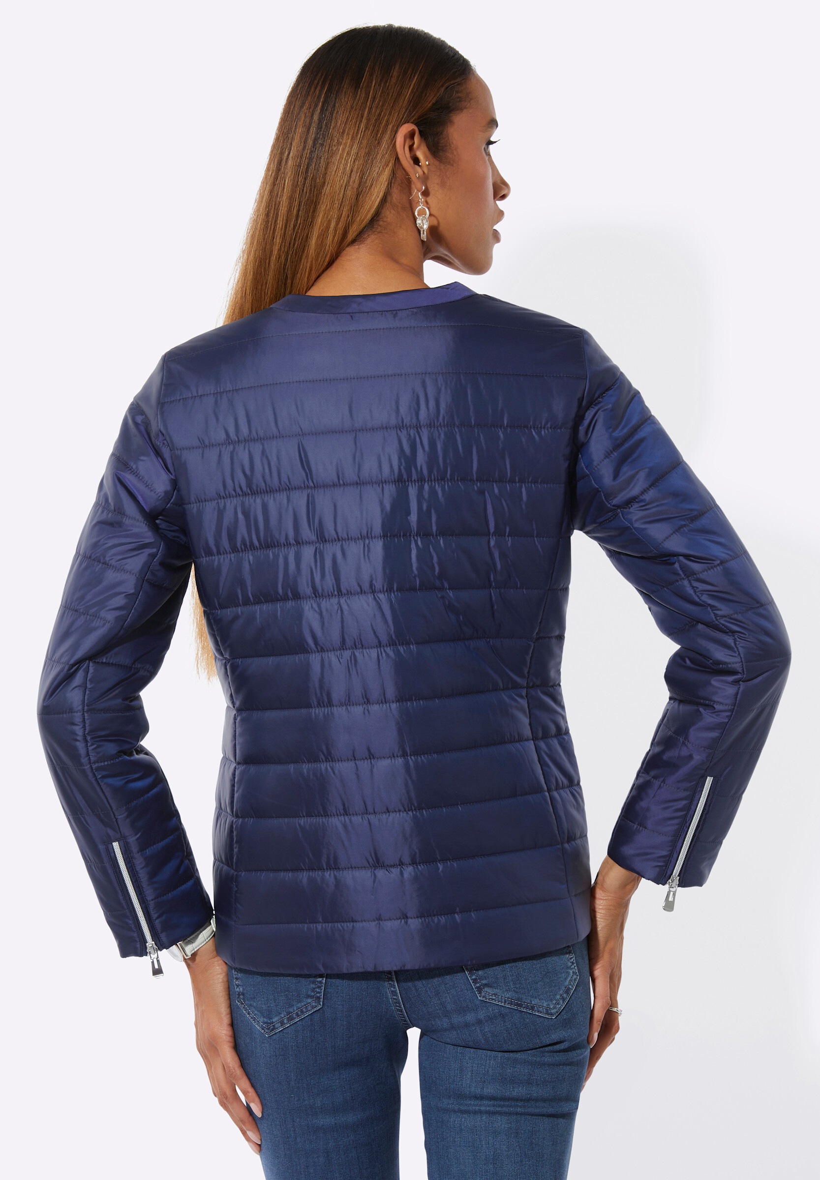 creation L Steppjacke »Steppjacke Steppjacke mit Reißverschluss am Ärmel« ohne Kapuze