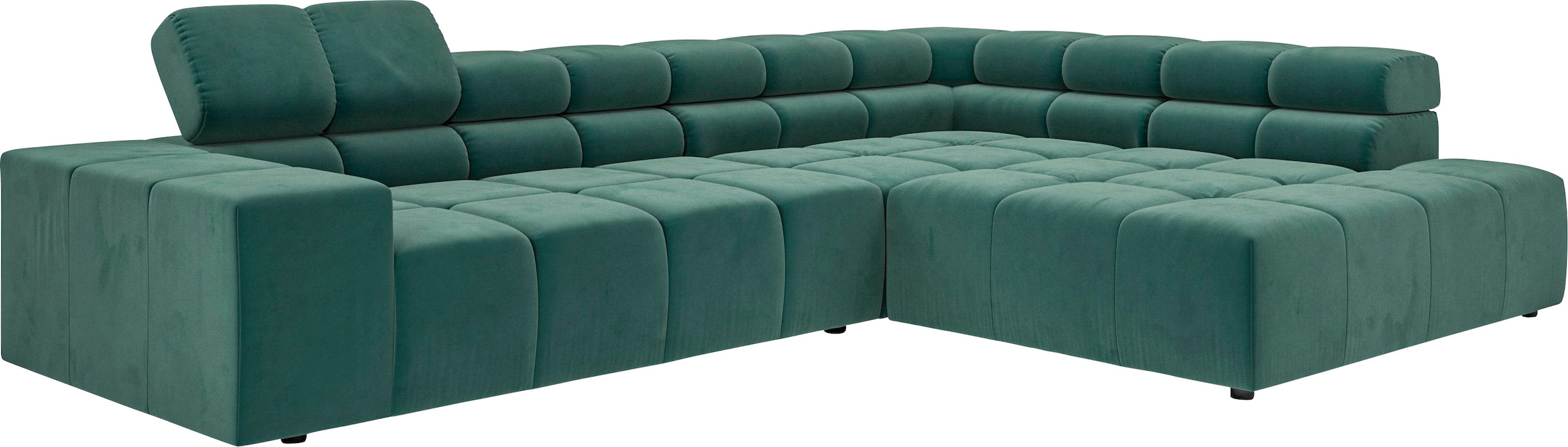 INOSIGN Ecksofa »Ancona incl. Kopfteilverstellung, Zierkissen Breite 319cm, L-Form«, wahlweise motorische Sitztiefenverstellung, auch in Cord + Easy Care