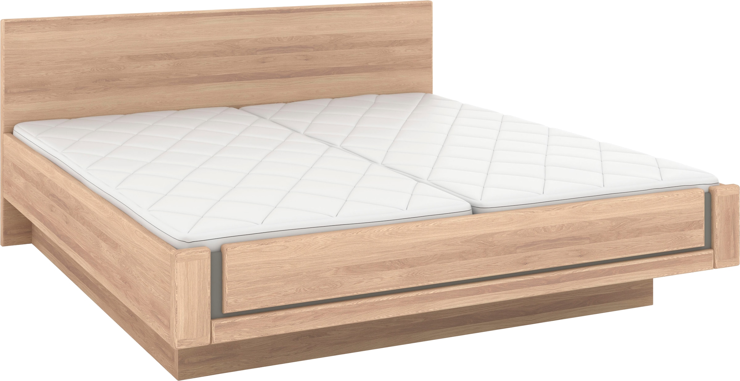 Musterring Holzbett »Sorrent, Bettgestell, Bettrahmen, teilmassiv Eiche«, (MADE IN GERMANY), Eiche teilmassiv, Liegehöhenverstellung, in schwebender Optik