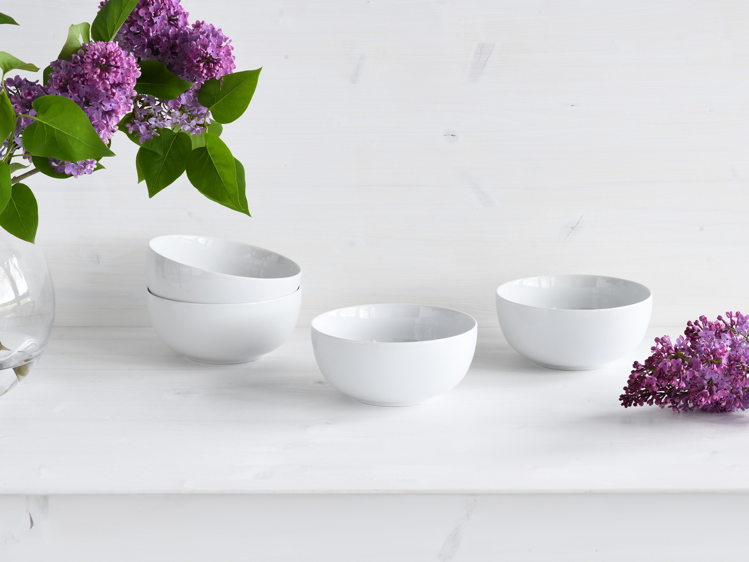CreaTable Schale »Allround Weiss, Buddha Bowl 16 cm 4-tlg« 4 Stk. aus Porzellan Daily Use, Zeitlos