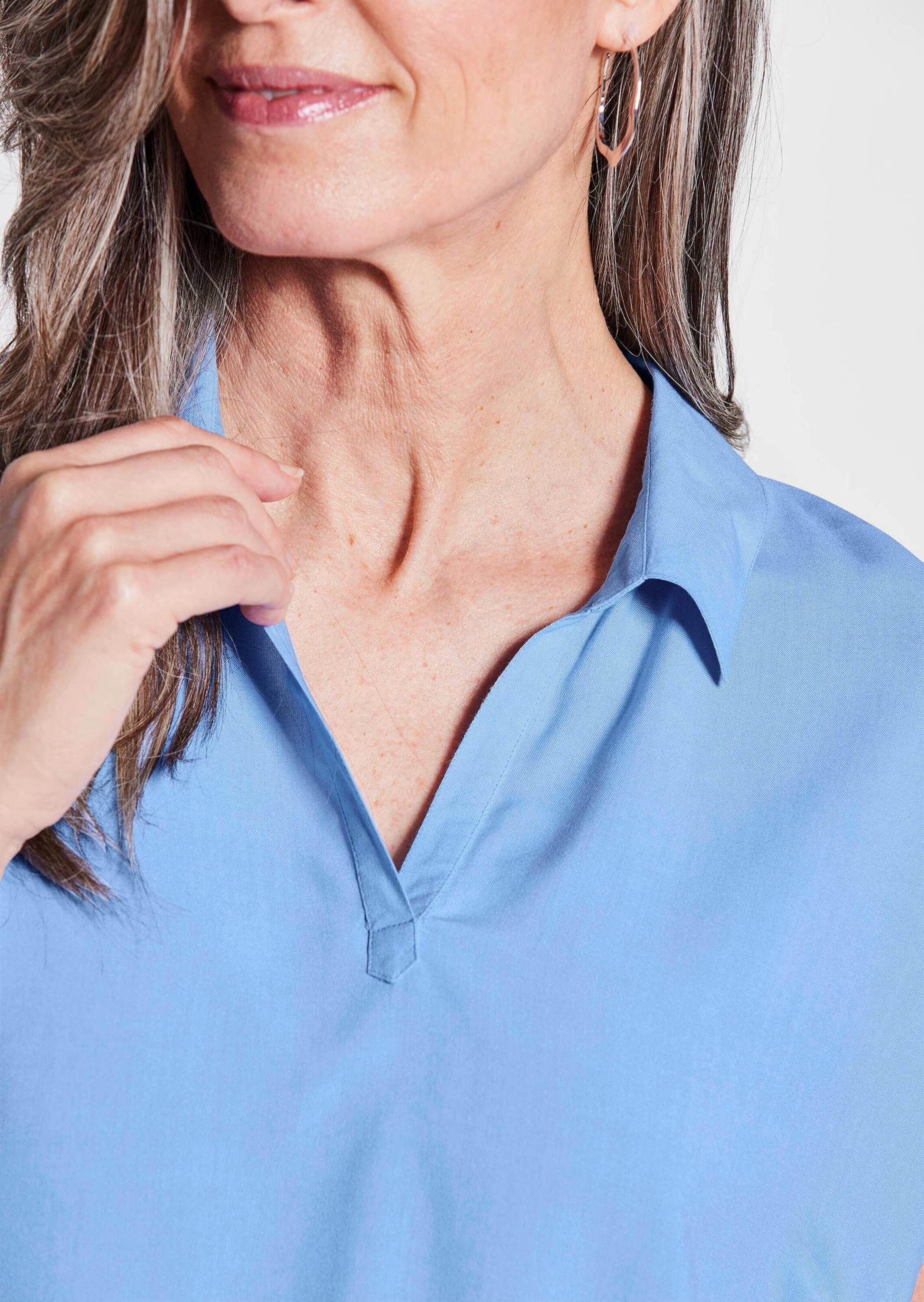 GOLDNER Klassische Bluse »Kurzgröße Uni Bluse mit Hemdkragen«