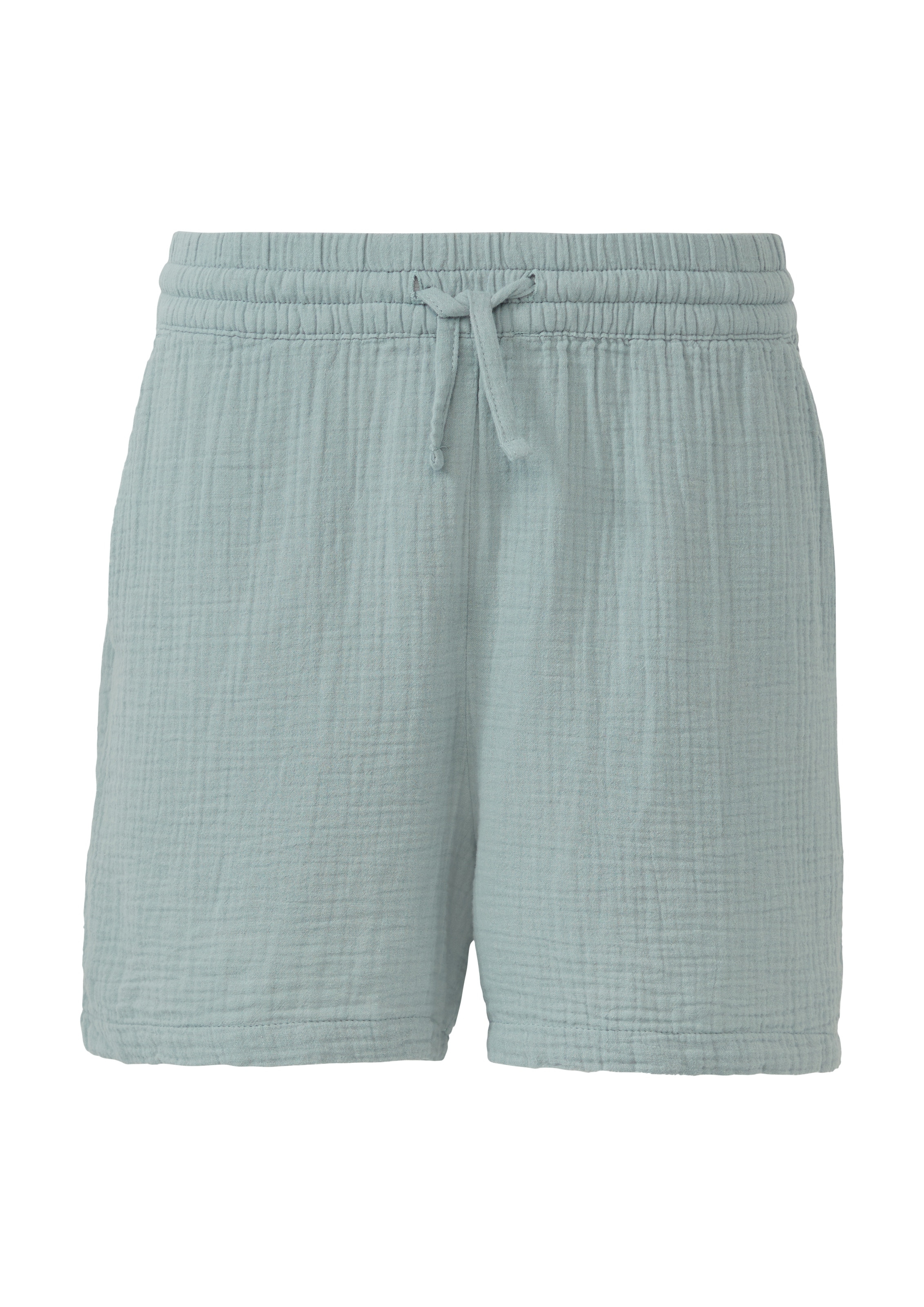 QS Shorts, Sommerhose im Crinkle-Look und mit Bindeband