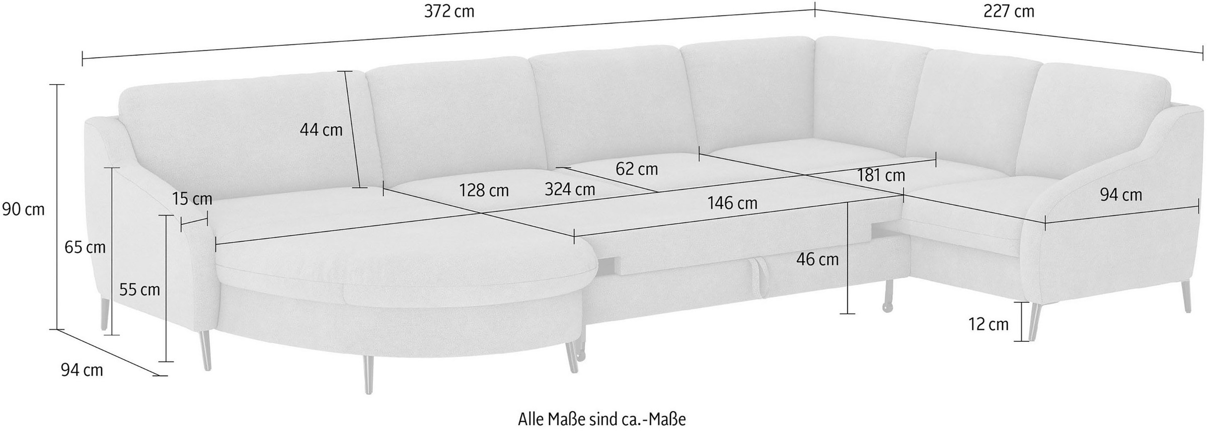sit&more Wohnlandschaft »Soul U-Form«, wahlweise mit Bettfunktion und Schubkasten