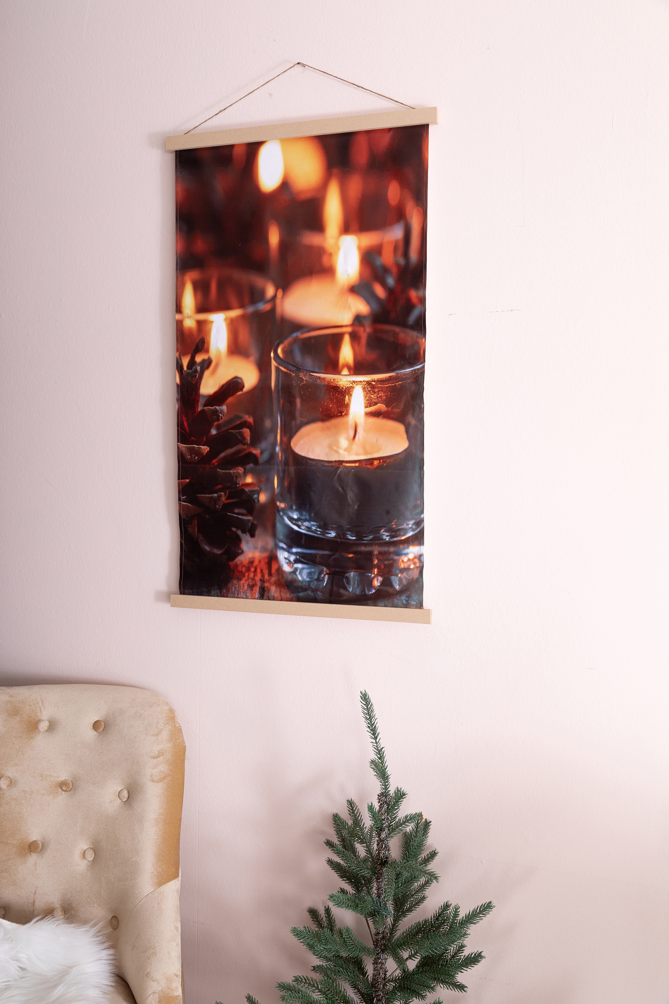 Myflair Möbel & Accessoires LED-Bild »Kerzenlicht, Weihnachtsdeko«, (1 St.), mit LED-Beleuchtung, Höhe ca. 92 cm